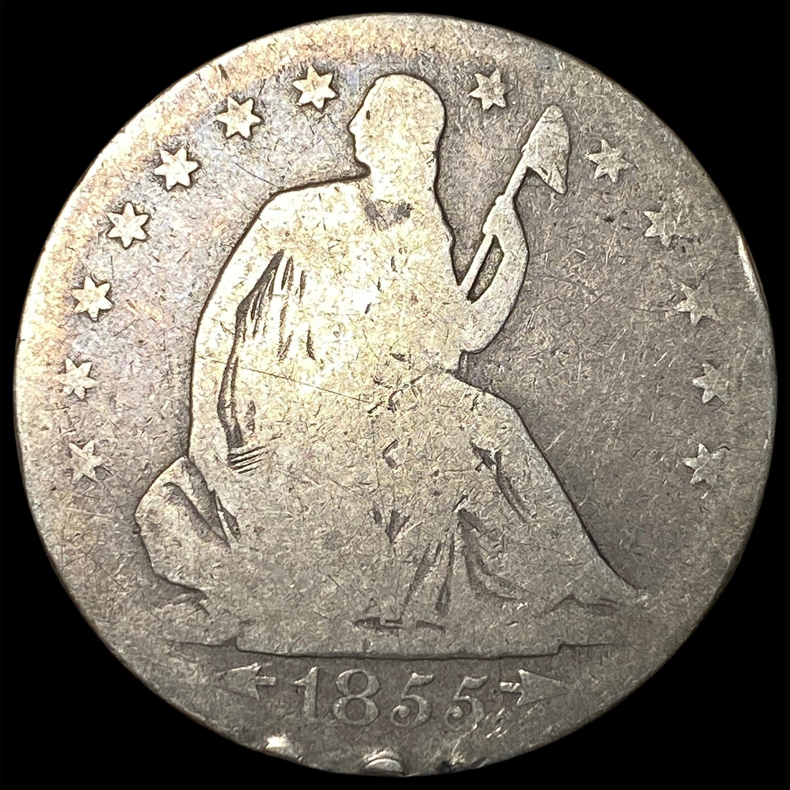 1855-S Silver Half Dollar LIGHTLY CIRCULATED: 1855-S Silver Half Dollar LIGHTLY CIRCULATED