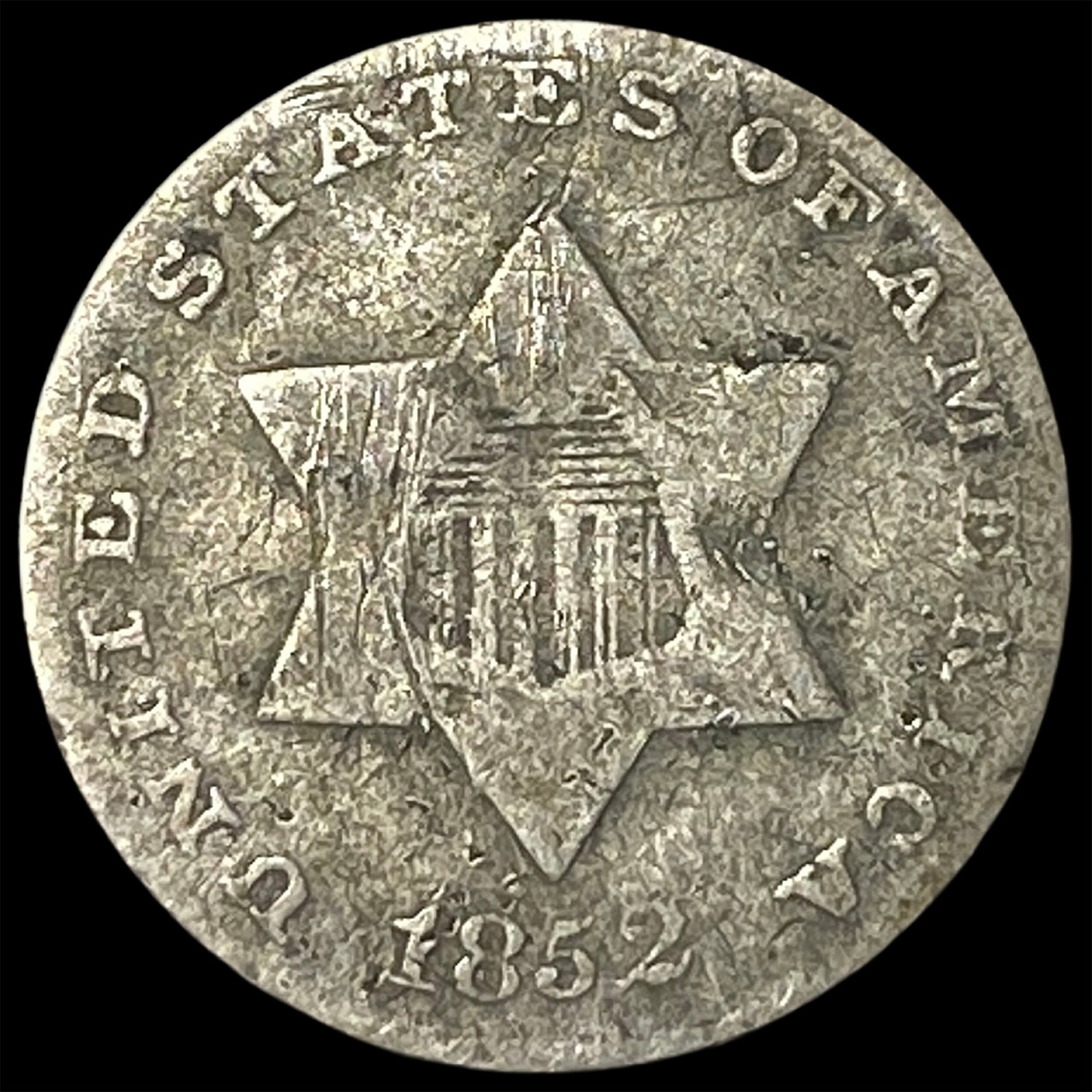1852 Silver Three-Cent Piece ABOUT UNCIRCULATED (1 of 2)
