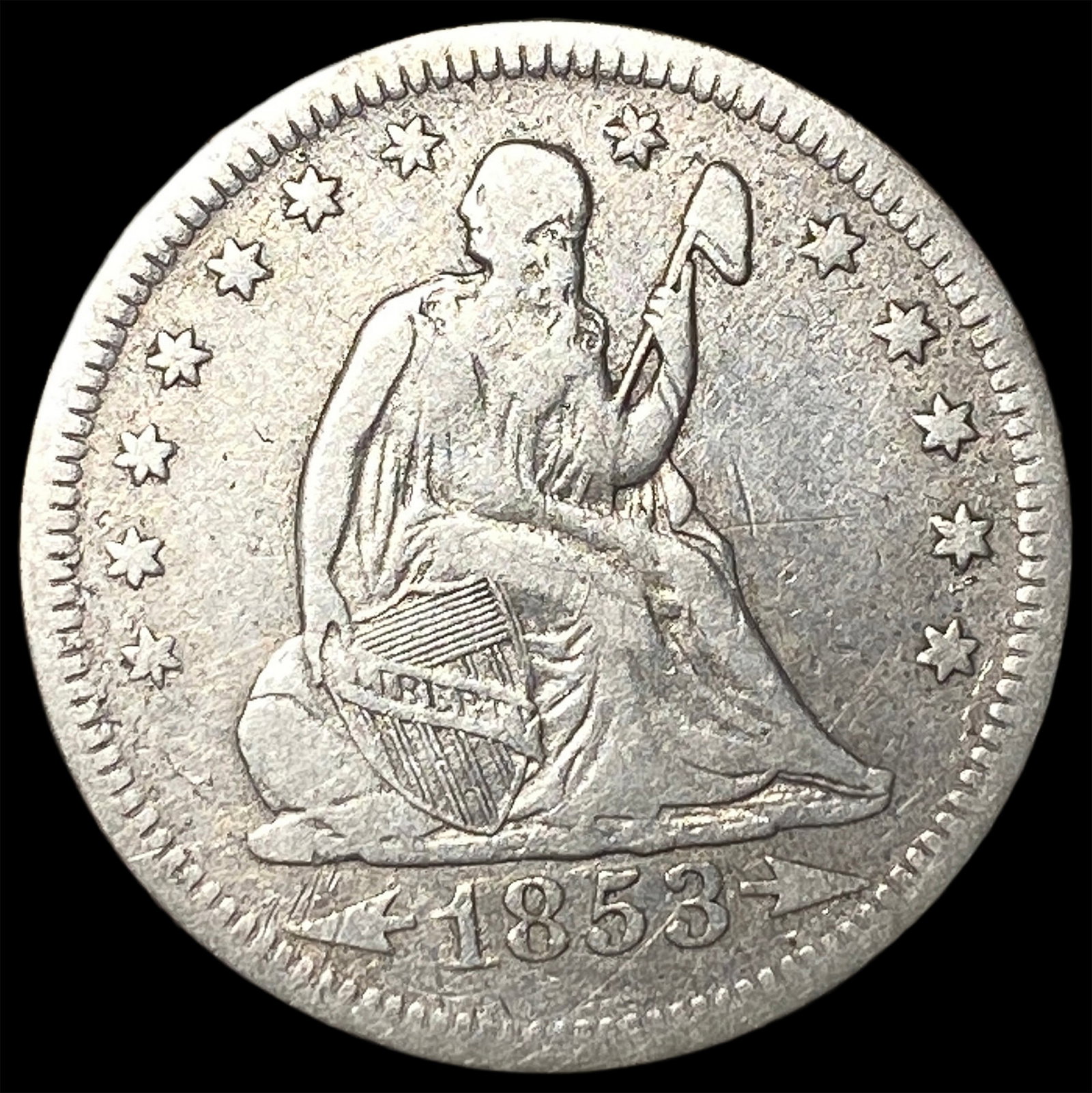 1853-O Silver Seated Liberty Quarter LIGHTLY CIRCULATED (1 of 2)