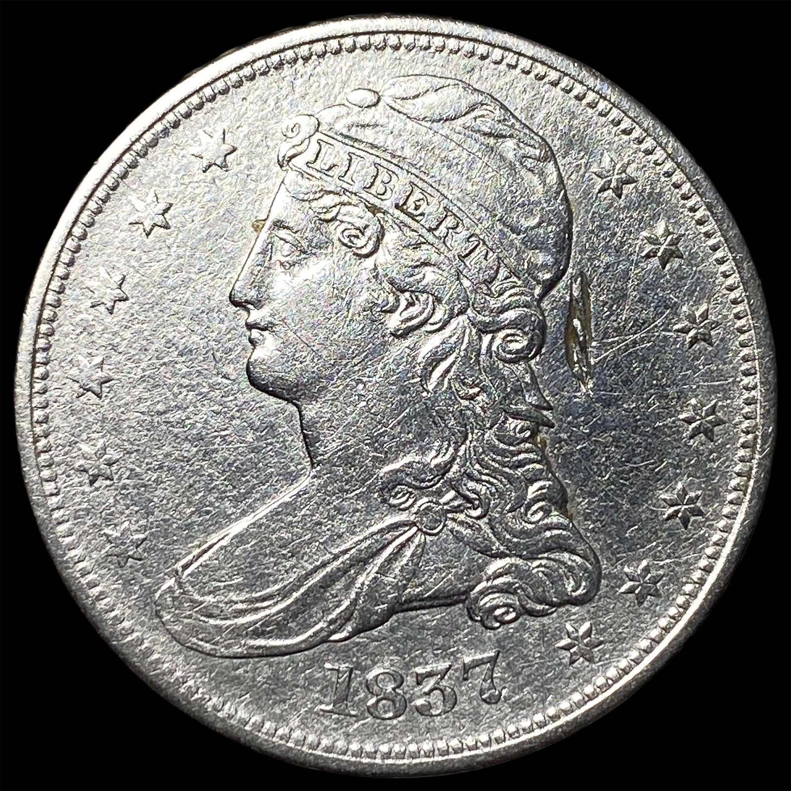1837 Capped Bust Half Dollar CLOSELY UNCIRCULATED: 1837 Capped Bust Half Dollar CLOSELY UNCIRCULATED