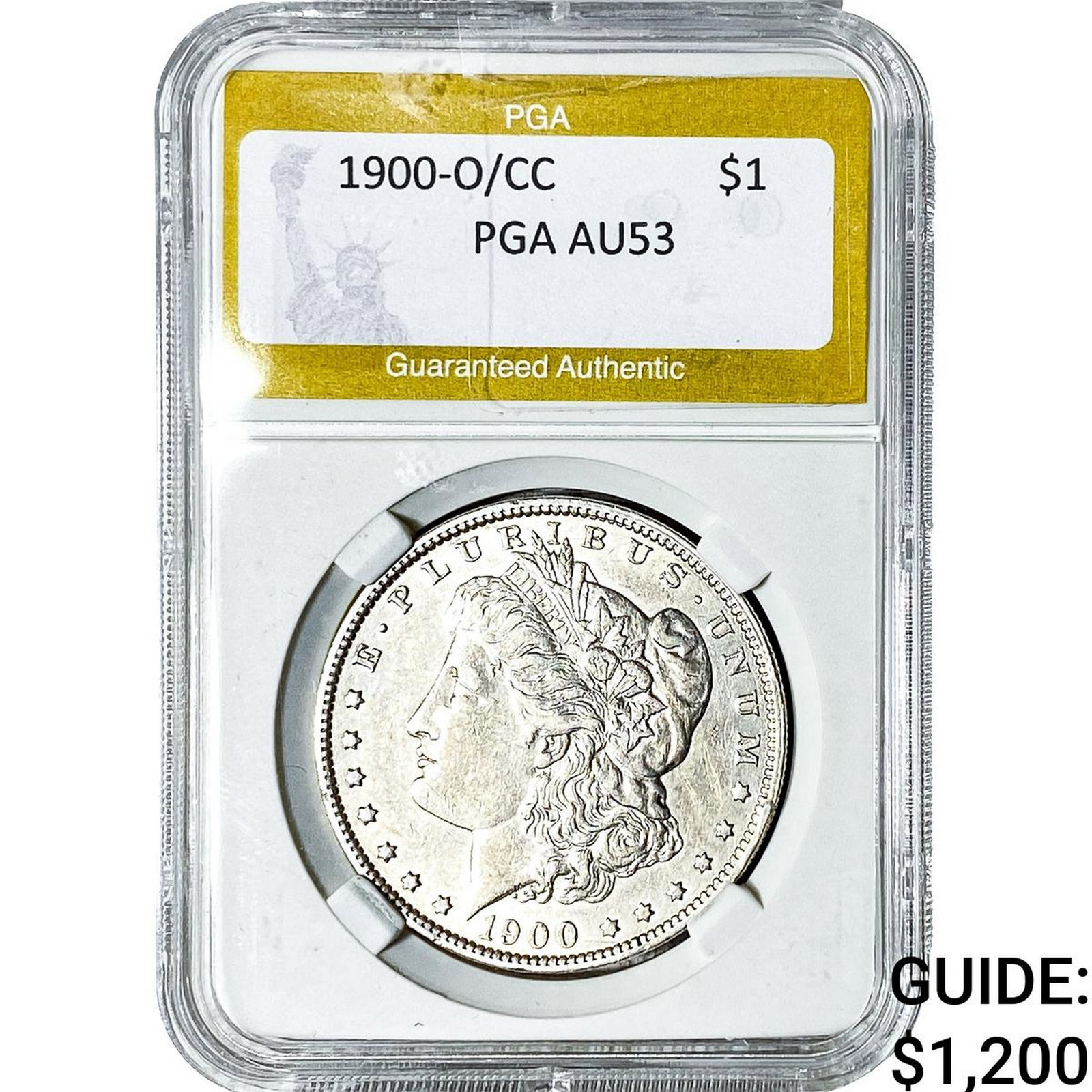 1900-O/CC Morgan Silver Dollar PGA AU53: 1900-O/CC Morgan Silver Dollar PGA AU53