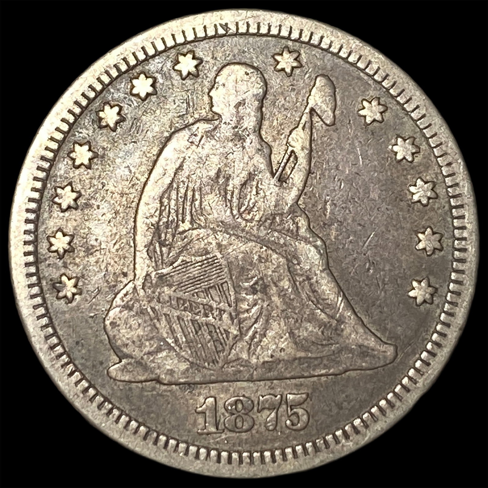 1875 Seated Liberty Quarter LIGHTLY CIRCULATED: 1875 Seated Liberty Quarter LIGHTLY CIRCULATED