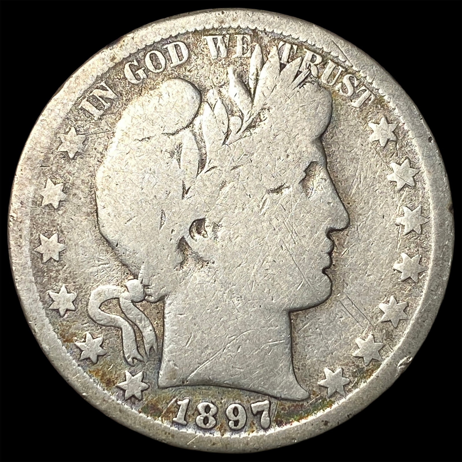 1897-S Silver Barber Half Dollar NICELY CIRCULATED: 1897-S Silver Barber Half Dollar NICELY CIRCULATED