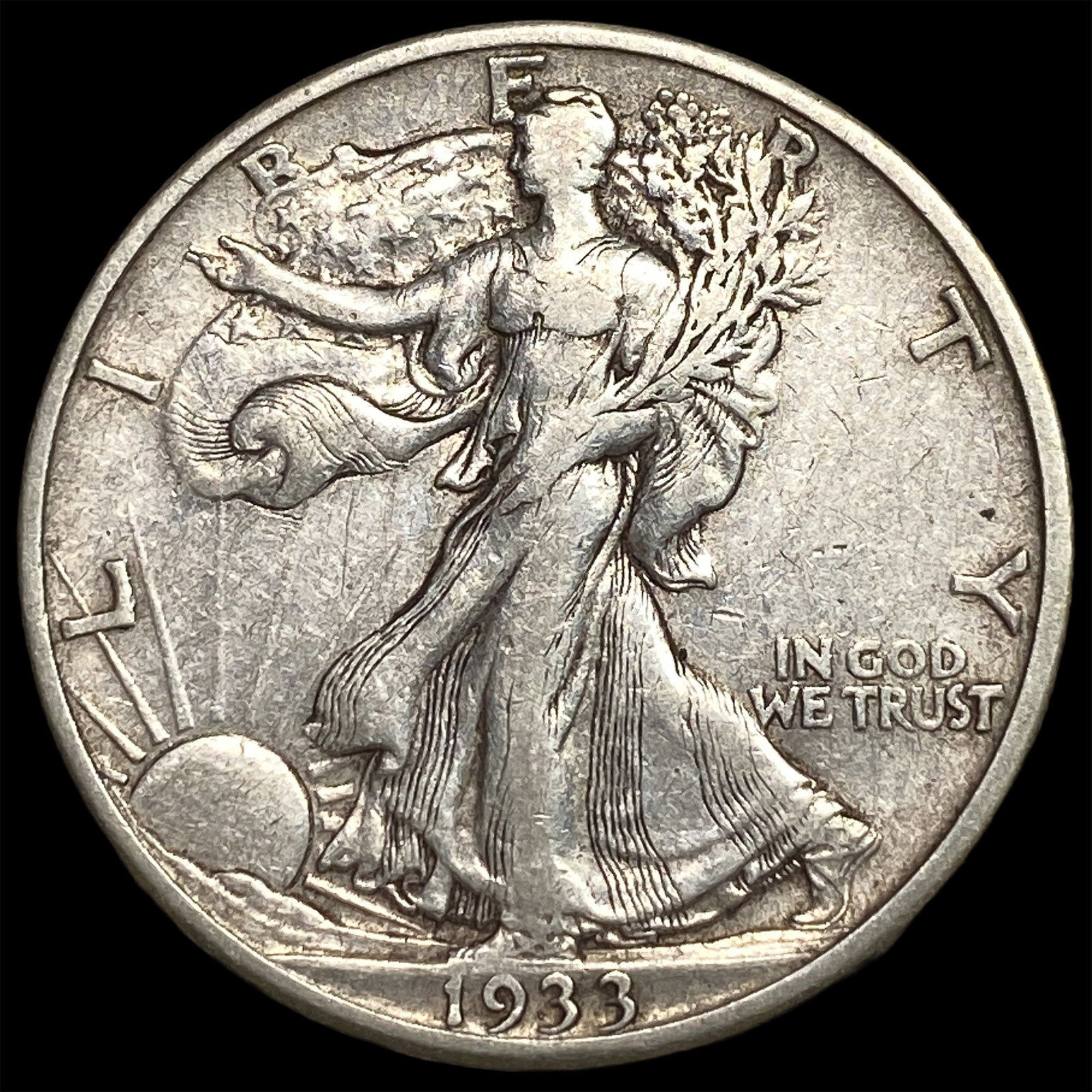 1933-S Silver Walking Liberty Half Dollar NEARLY UNCIRCULATED: 1933-S Silver Walking Liberty Half Dollar NEARLY UNCIRCULATED