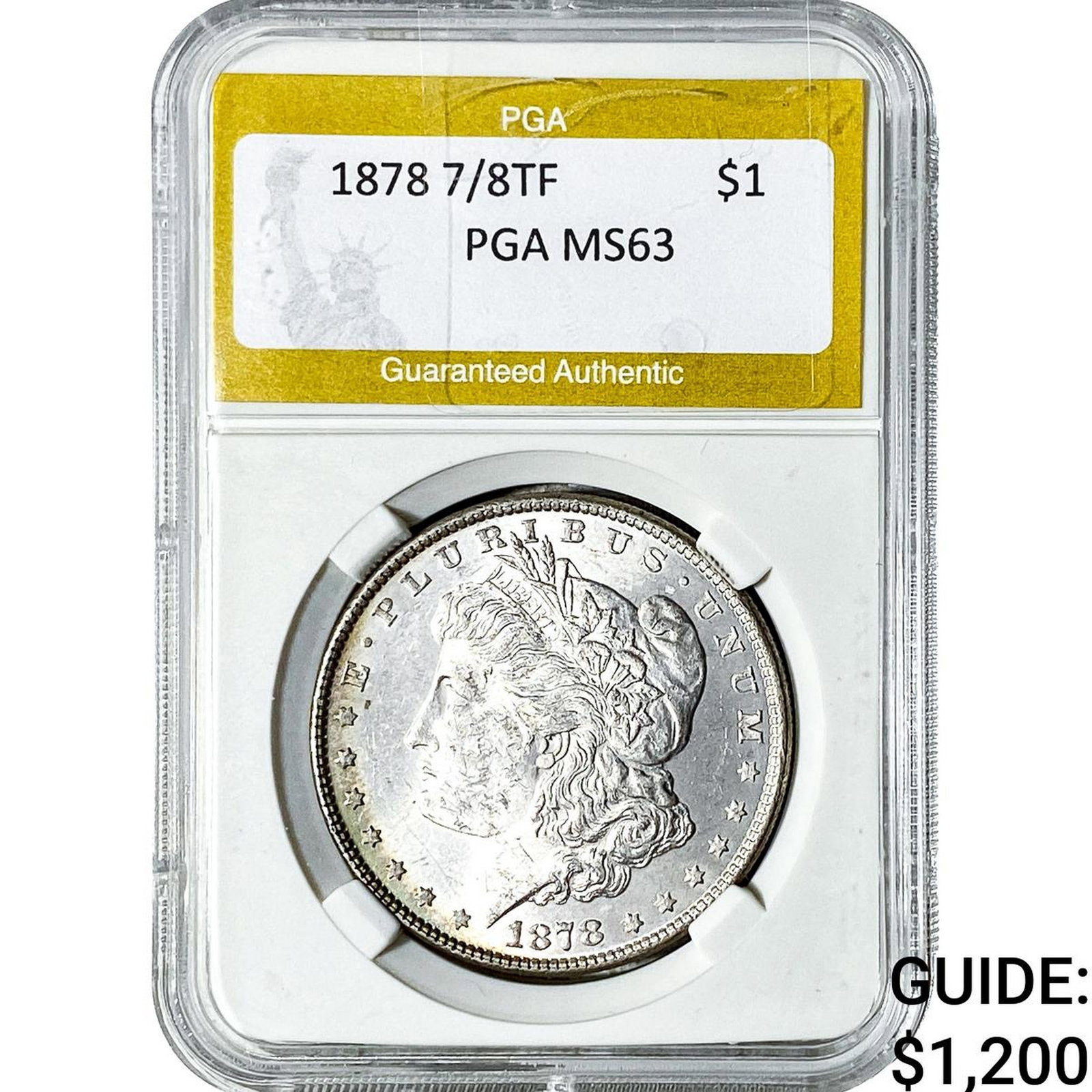 1878 7/8TF Morgan Silver Dollar PGA MS63: 1878 7/8TF Morgan Silver Dollar PGA MS63