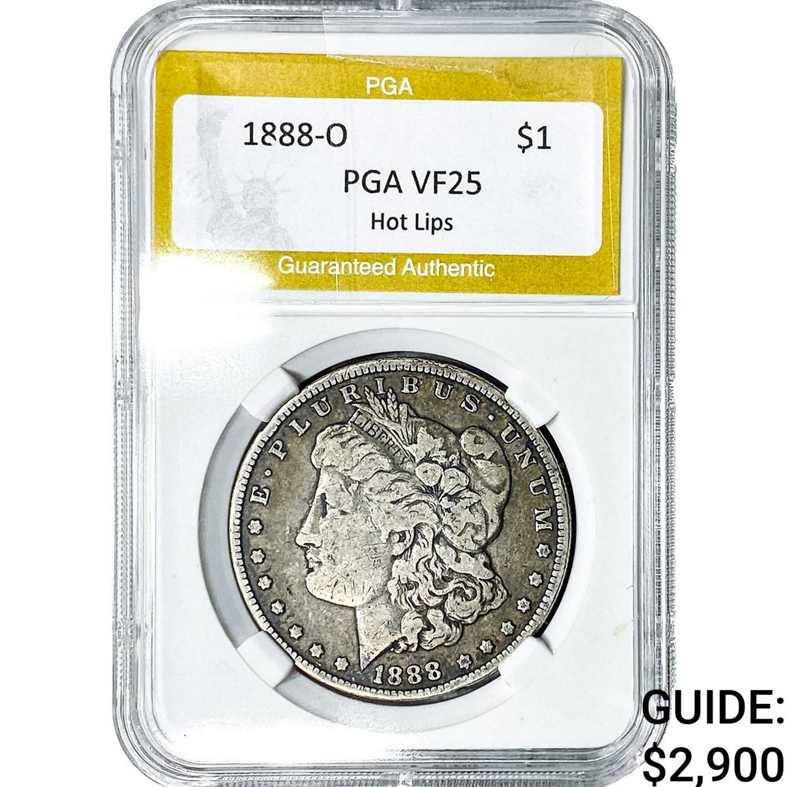 1888-O Morgan Silver Dollar PGA VF25 Hot Lips: 1888-O Morgan Silver Dollar PGA VF25 Hot Lips