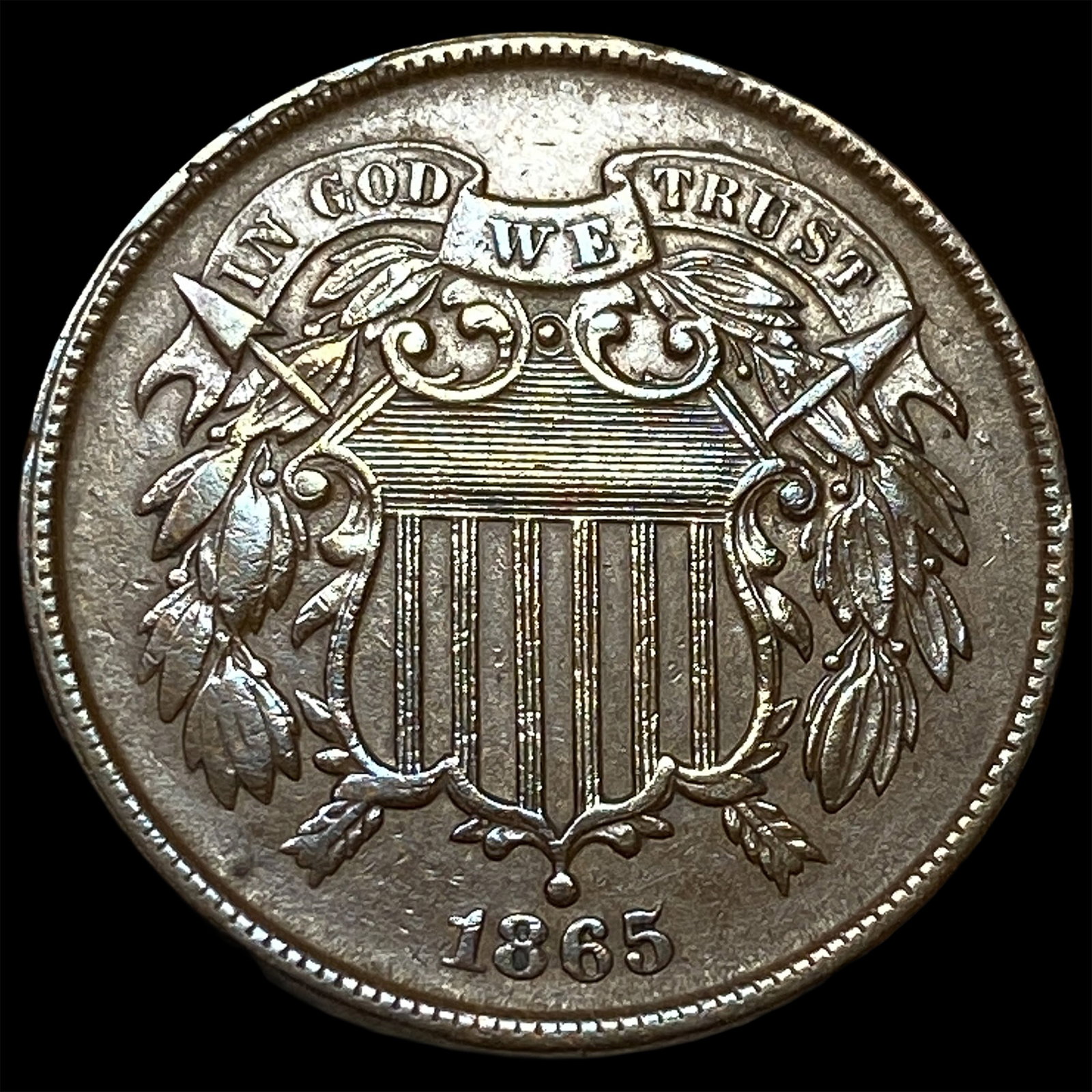 1865 Two-Cent Piece ABOUT UNCIRCULATED: 1865 Two-Cent Piece ABOUT UNCIRCULATED