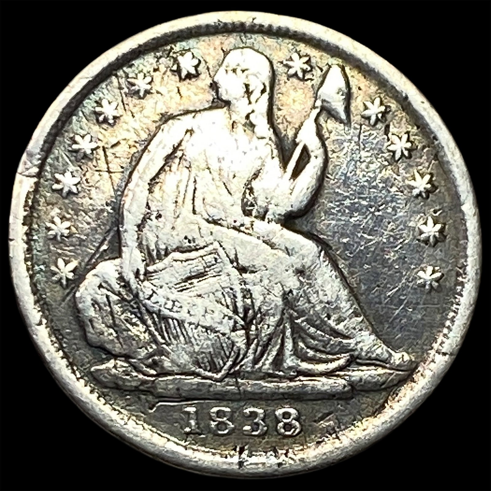 1838 No Drapery Seated Liberty Half Dime LIGHTLY CIRCULATED (1 of 2)