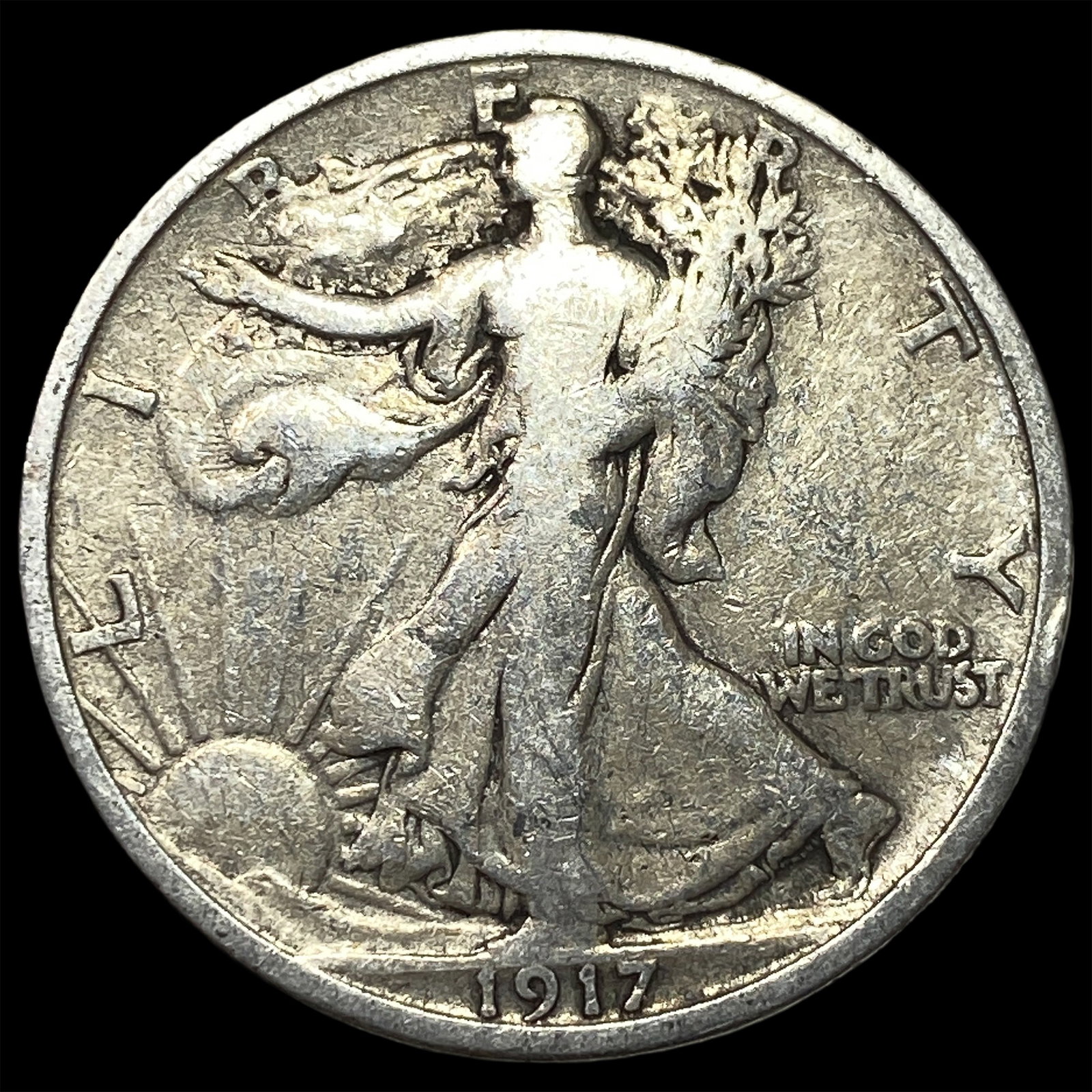 1917-D Silver Walking Liberty Half Dollar NEARLY UNCIRCULATED: 1917-D Silver Walking Liberty Half Dollar NEARLY UNCIRCULATED