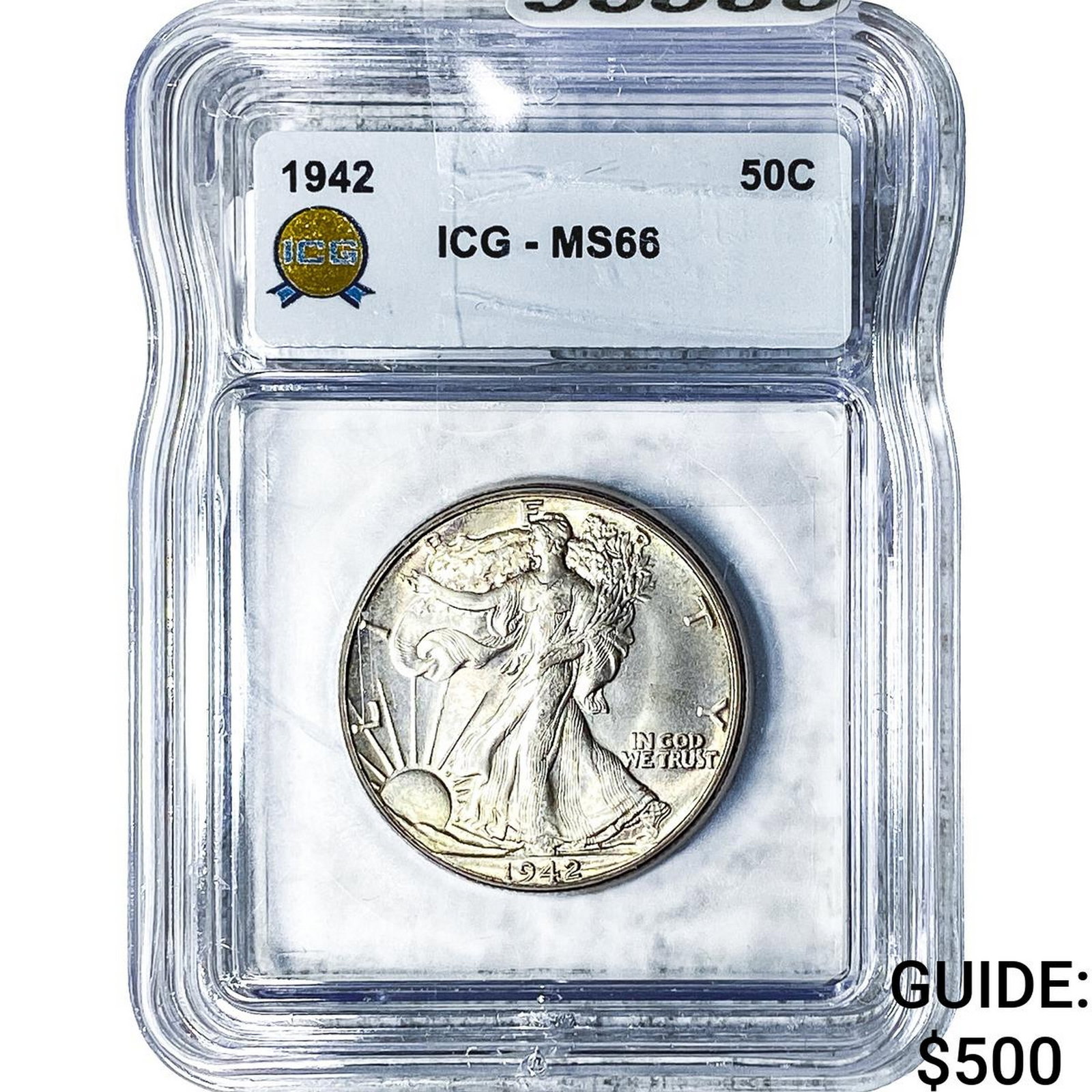 1942 Walking Liberty Half Dollar ICG MS66: 1942 Walking Liberty Half Dollar ICG MS66