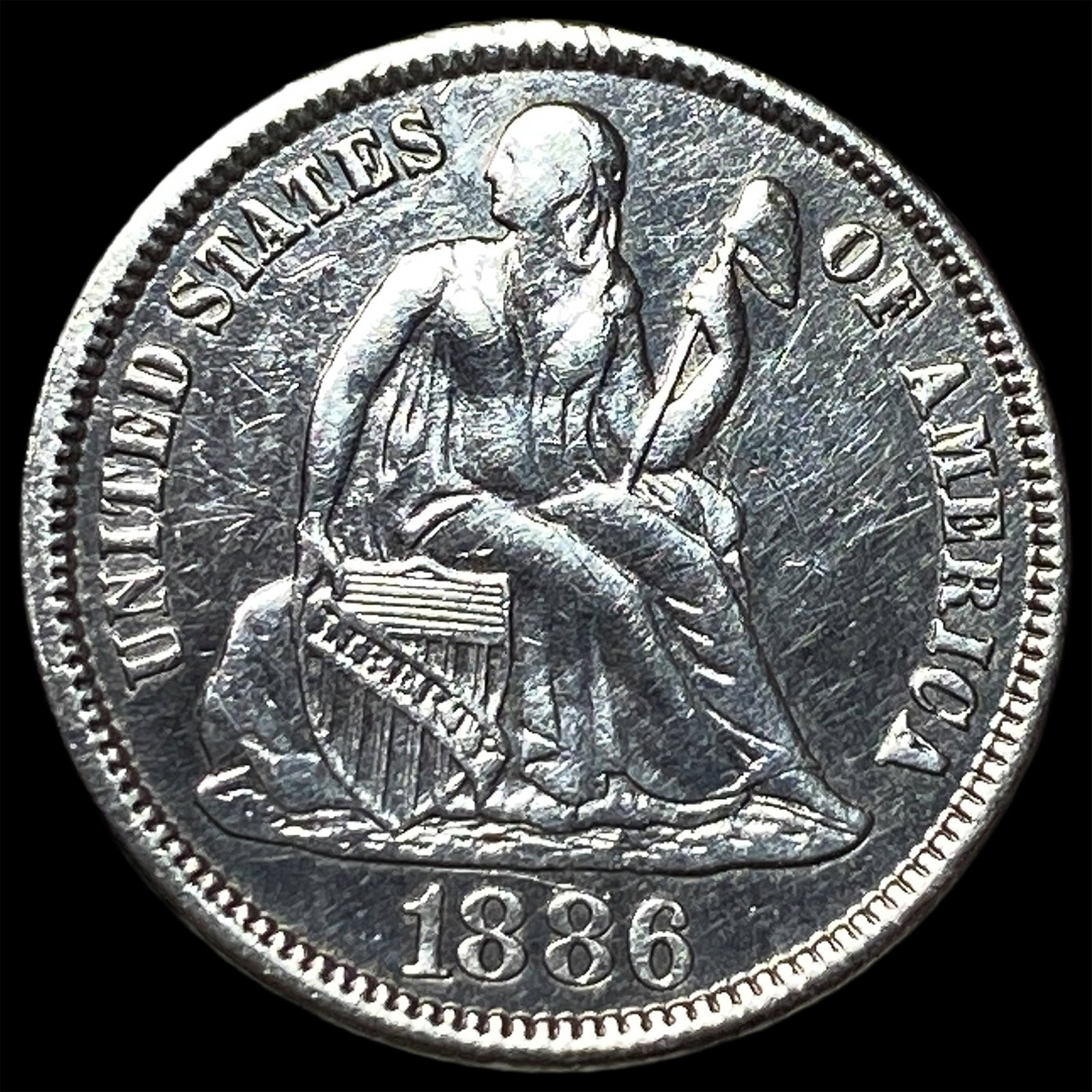1886 Seated Liberty Dime CHOICE AU: 1886 Seated Liberty Dime CHOICE AU