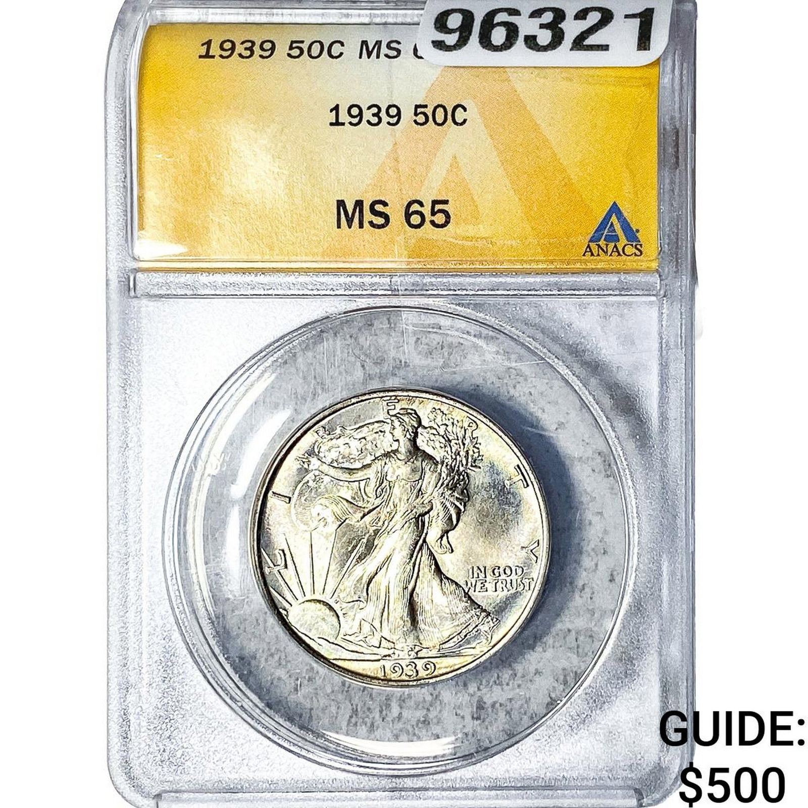 1939 Walking Liberty Half Dollar ANACS MS65: 1939 Walking Liberty Half Dollar ANACS MS65