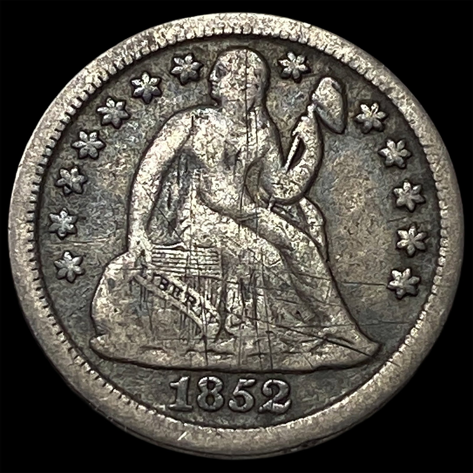 1852 Seated Liberty Dime ABOUT UNCIRCULATED: 1852 Seated Liberty Dime ABOUT UNCIRCULATED