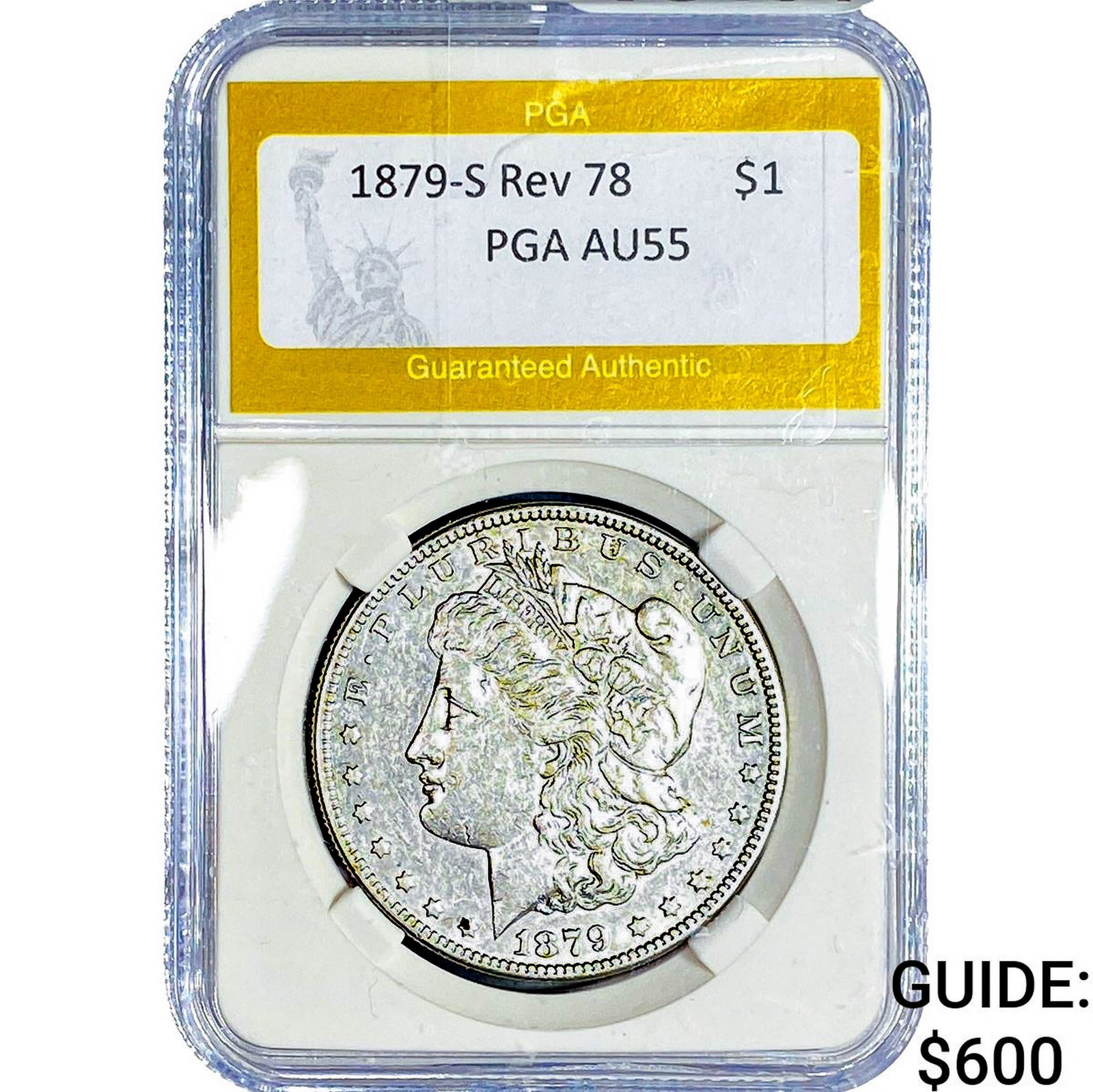 1879-S Rev 78 Morgan Silver Dollar PGA AU55 (1 of 2)