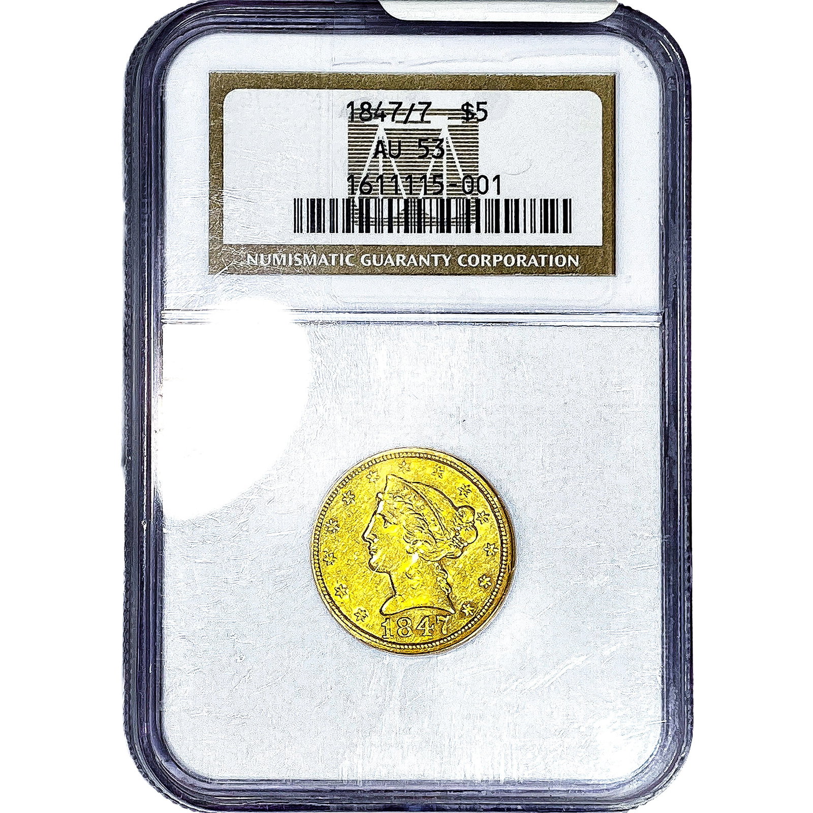 1847/7 $5 Gold Half Eagle NGC AU53 (1 of 4)
