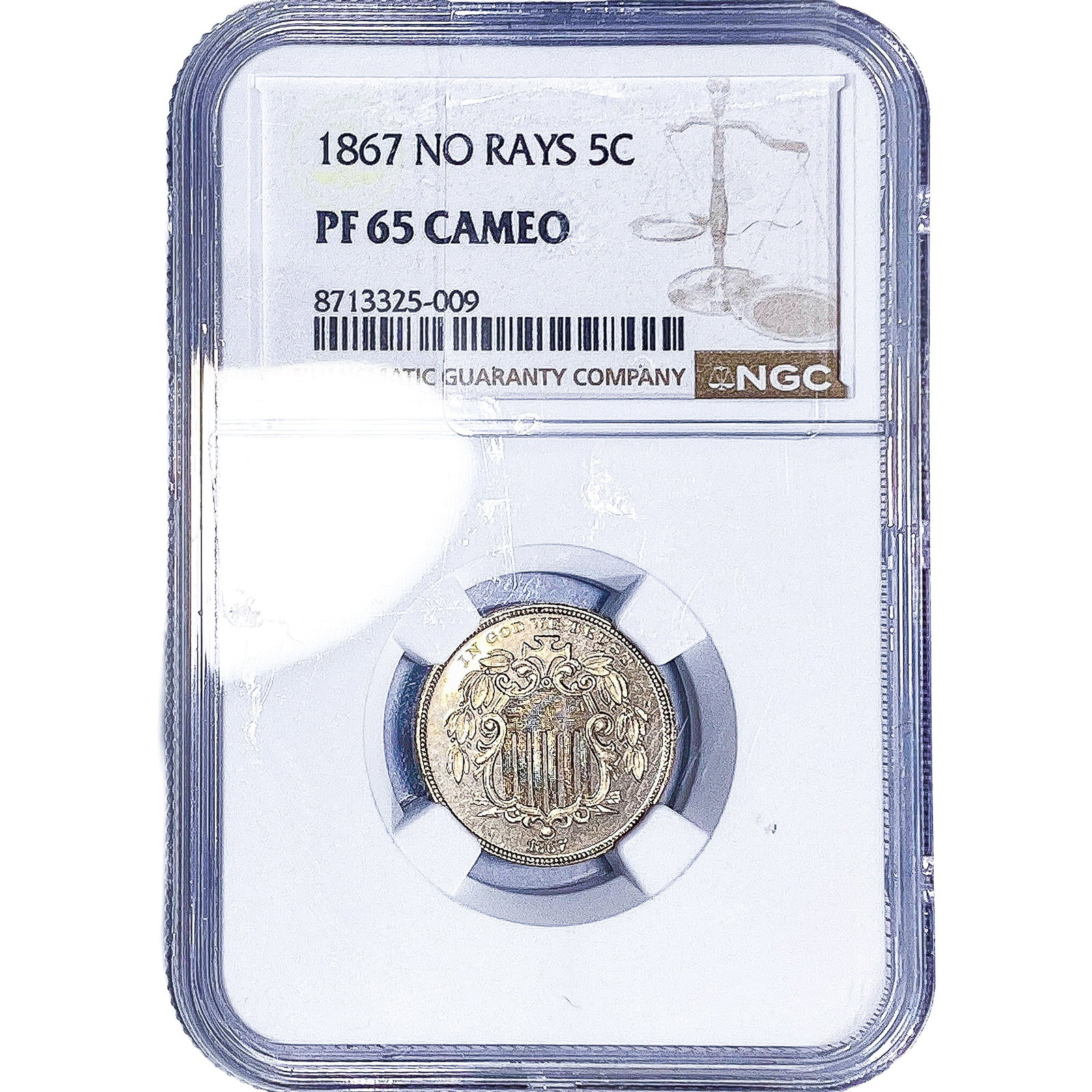 1867 Shield Nickel NGC PF65 Cameo No Rays (1 of 4)