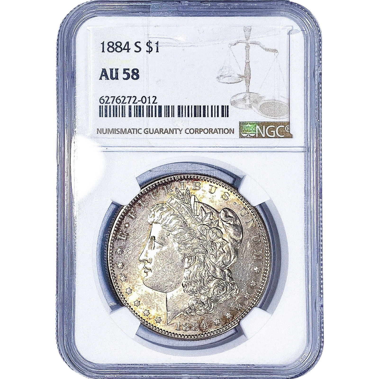 1884-S Morgan Silver Dollar NGC AU58: 1884-S Morgan Silver Dollar NGC AU58