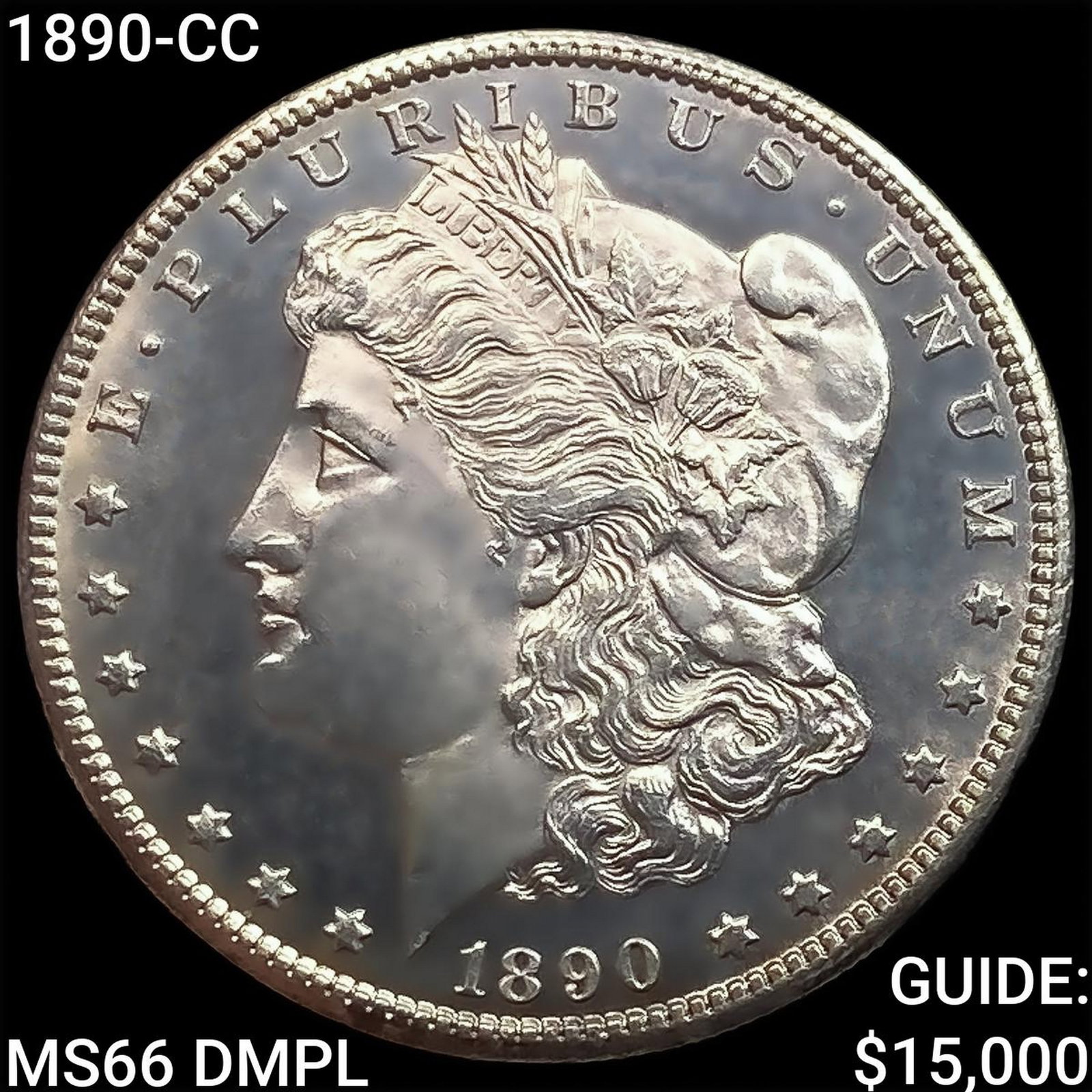 1890-CC Morgan Silver Dollar GEM BU DMPL: 1890-CC Morgan Silver Dollar GEM BU DMPL