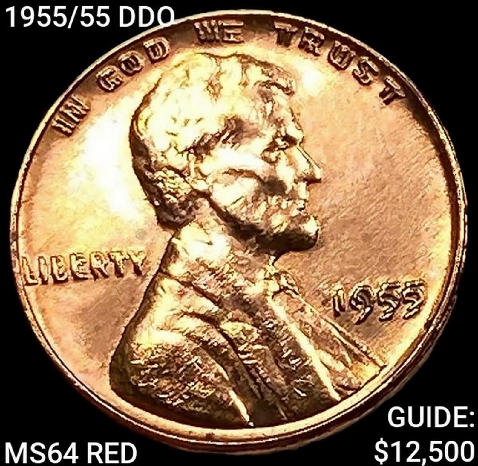 1955/55 DDO Wheat Cent CHOICE BU RD: 1955/55 DDO Wheat Cent CHOICE BU RD