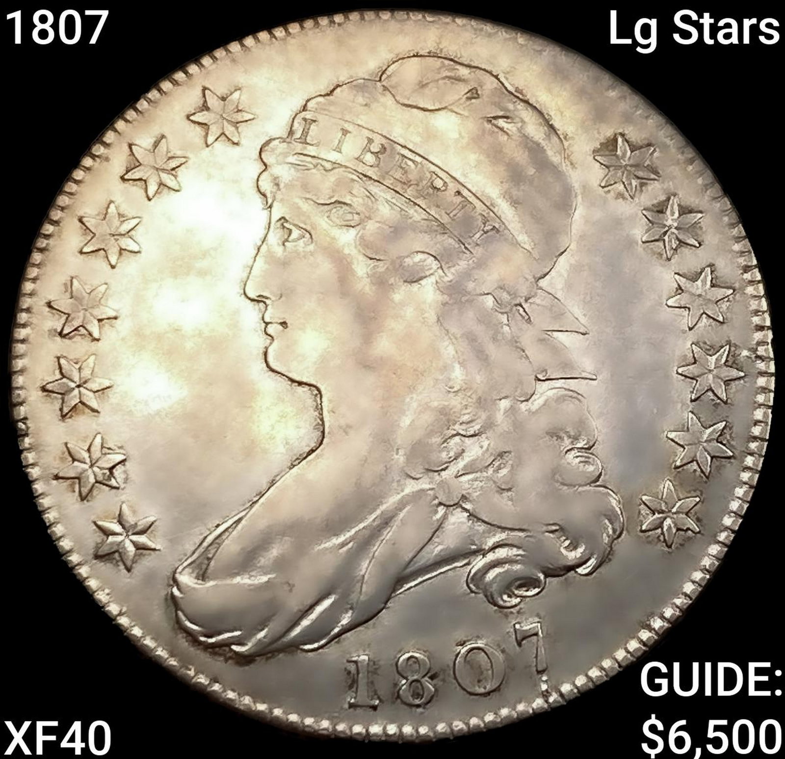 1807 Lg Stars Capped Bust Half Dollar NEARLY UNCIRCULATED (1 of 2)