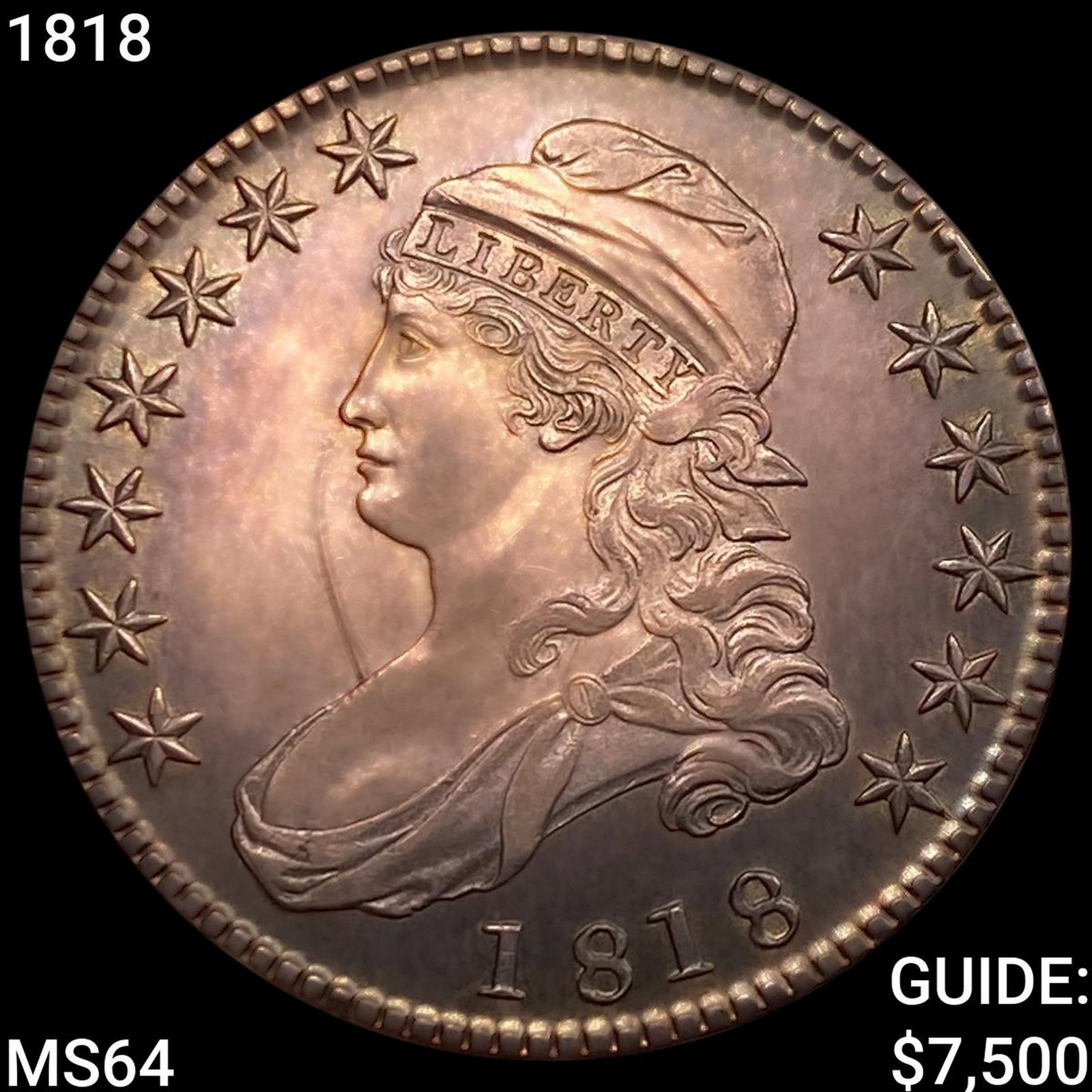 1818 Capped Bust Half Dollar CHOICE BU: 1818 Capped Bust Half Dollar CHOICE BU