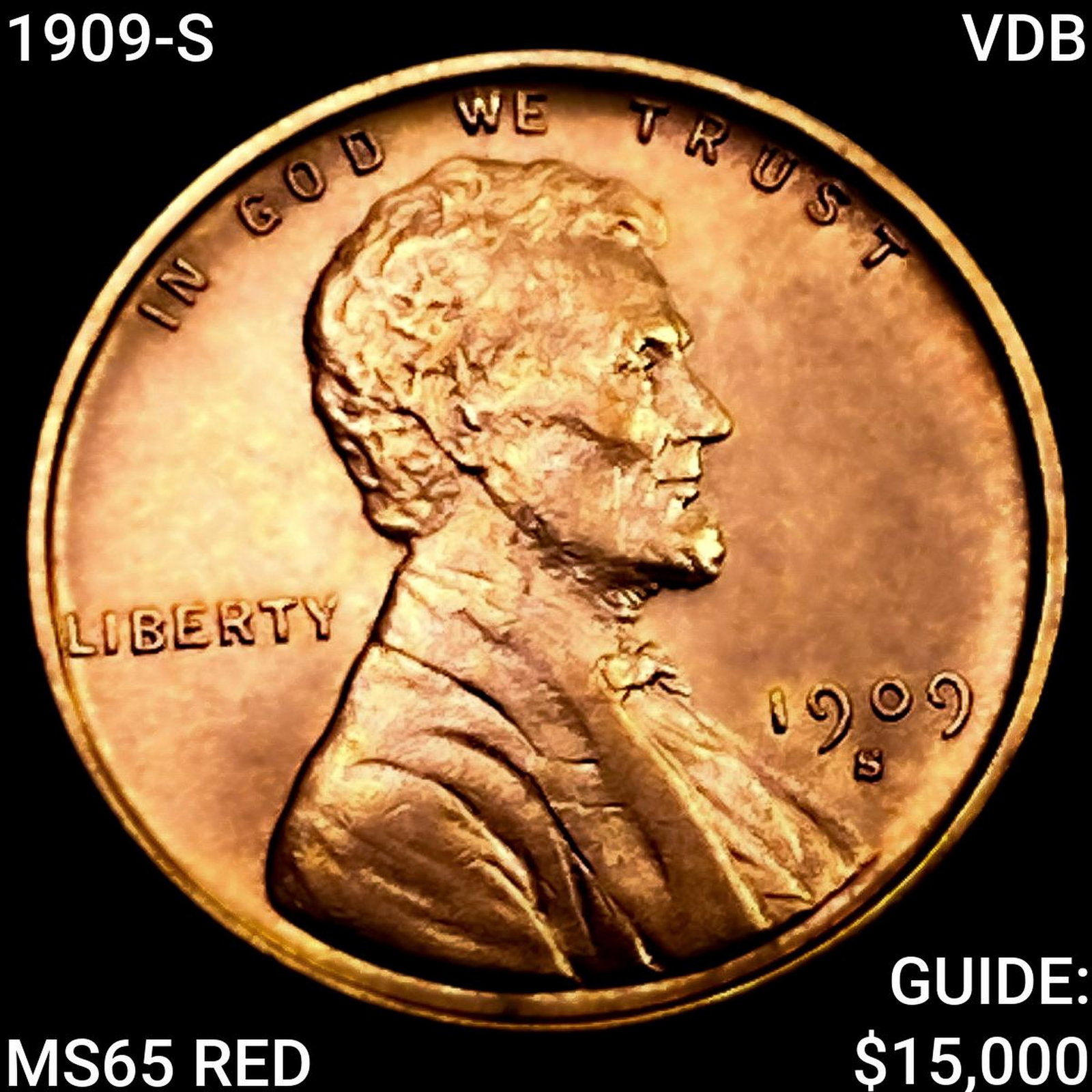 1909-S VDB Wheat Cent GEM BU RD: 1909-S VDB Wheat Cent GEM BU RD