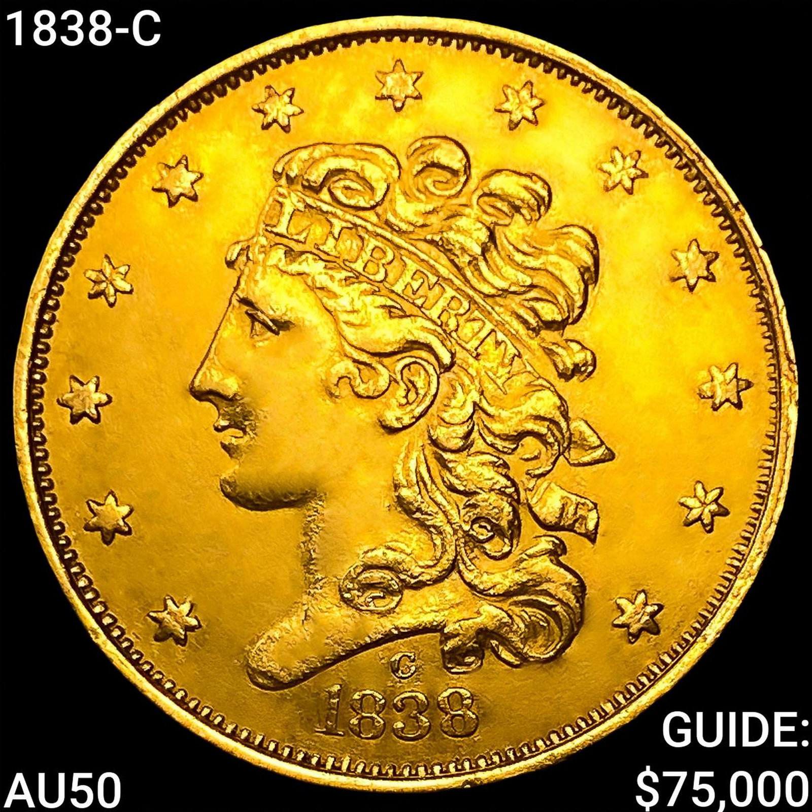 1838-C $5 Gold Half Eagle CLOSELY UNCIRCULATED (1 of 2)