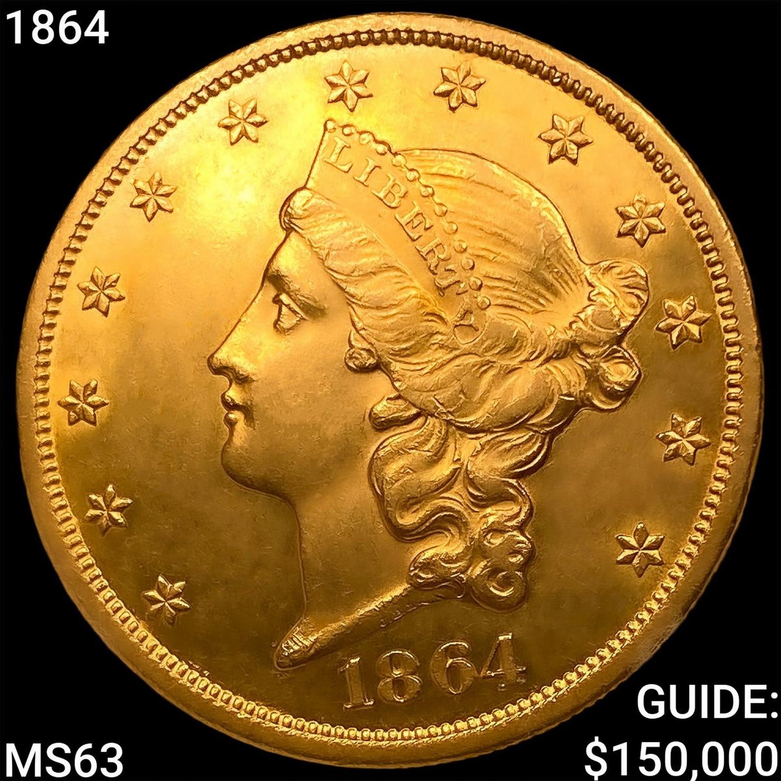 1864 $20 Gold Double Eagle CHOICE BU: 1864 $20 Gold Double Eagle CHOICE BU