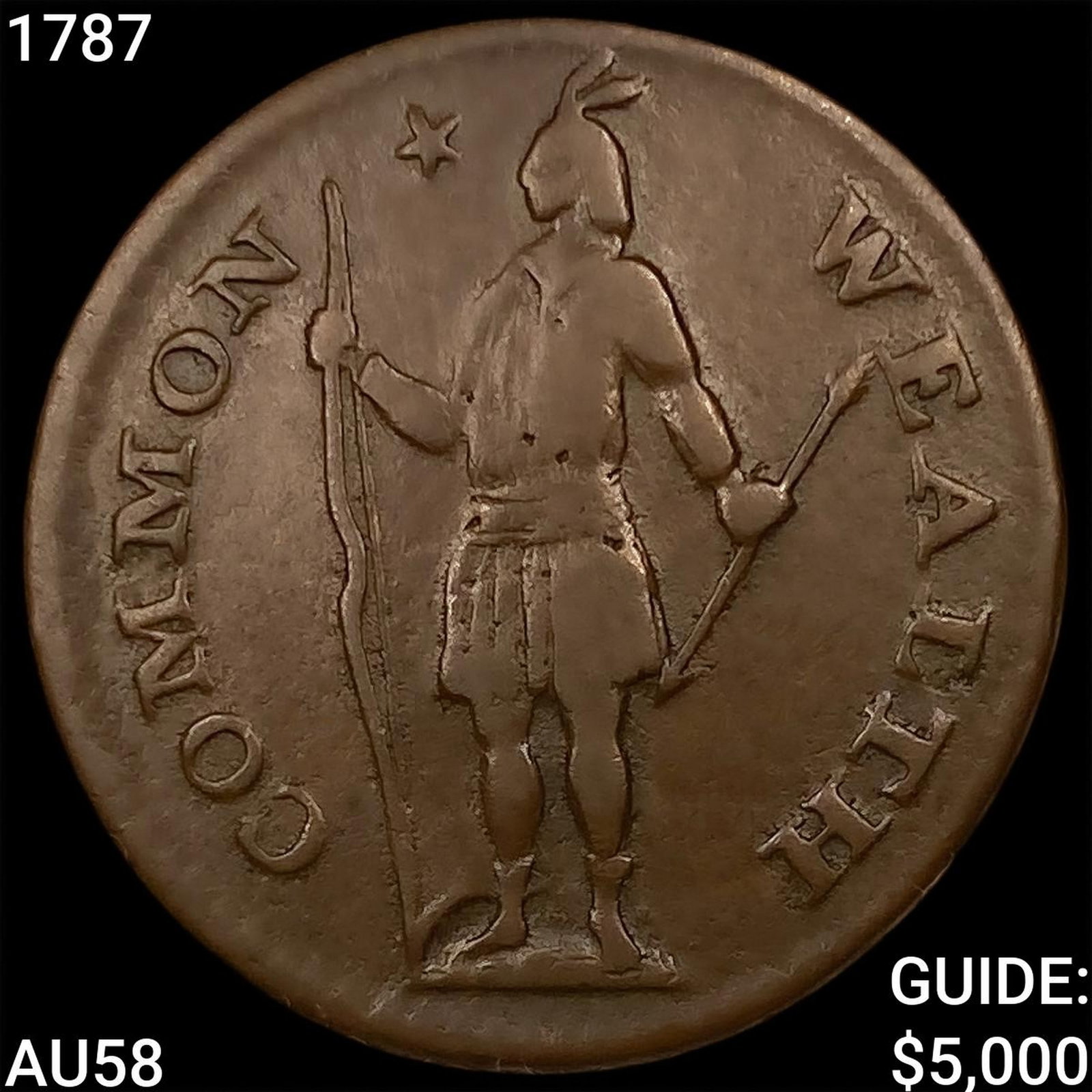 1787 Massachusetts 1/2 Cent CHOICE AU: 1787 Massachusetts 1/2 Cent CHOICE AU
