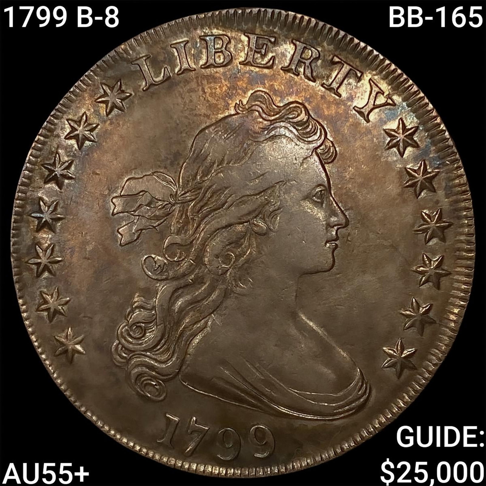 1799 B-8, BB-165 Draped Bust Dollar HIGH GRADE+: 1799 B-8, BB-165 Draped Bust Dollar HIGH GRADE+