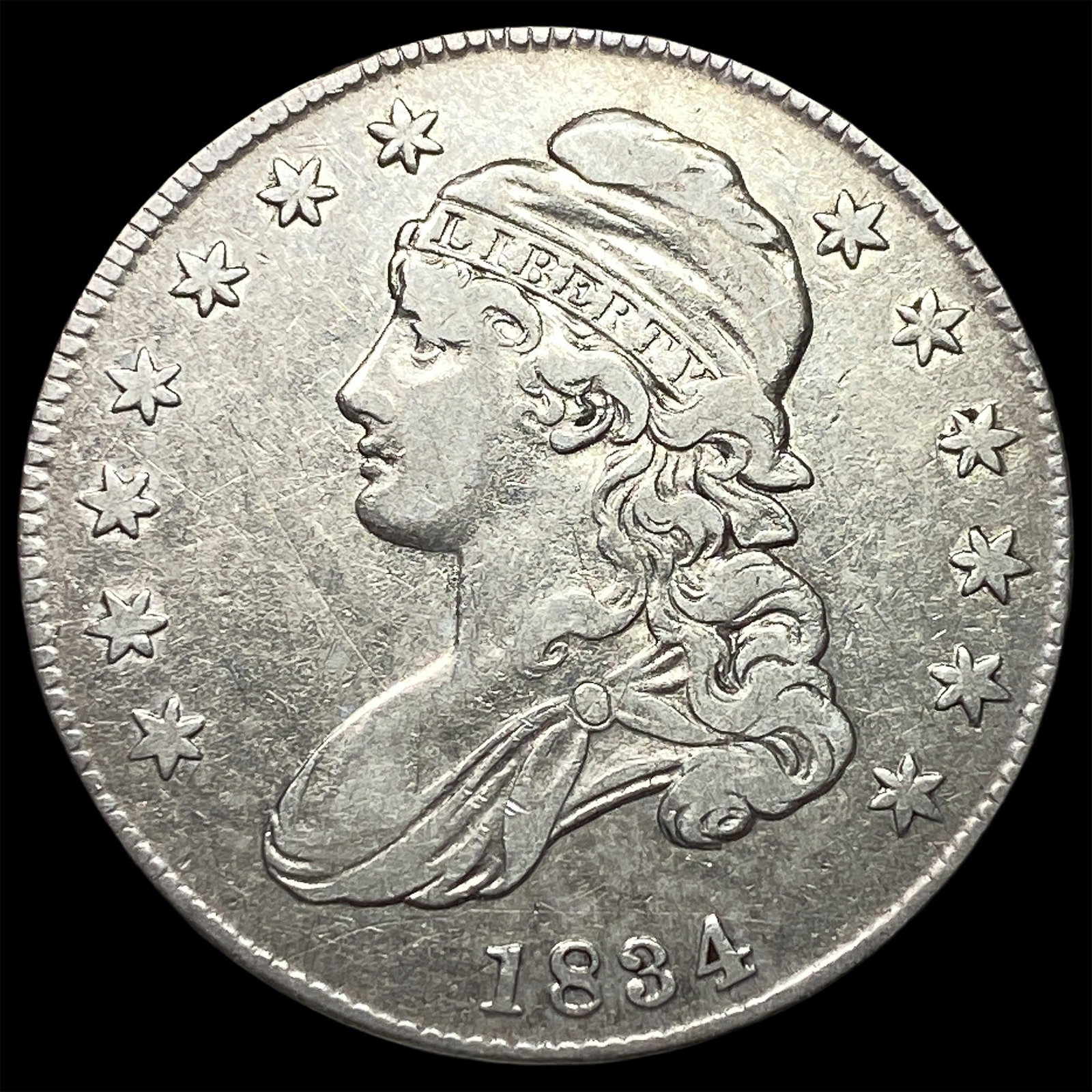 1834 Capped Bust Half Dollar NEARLY UNCIRCULATED: 1834 Capped Bust Half Dollar NEARLY UNCIRCULATED