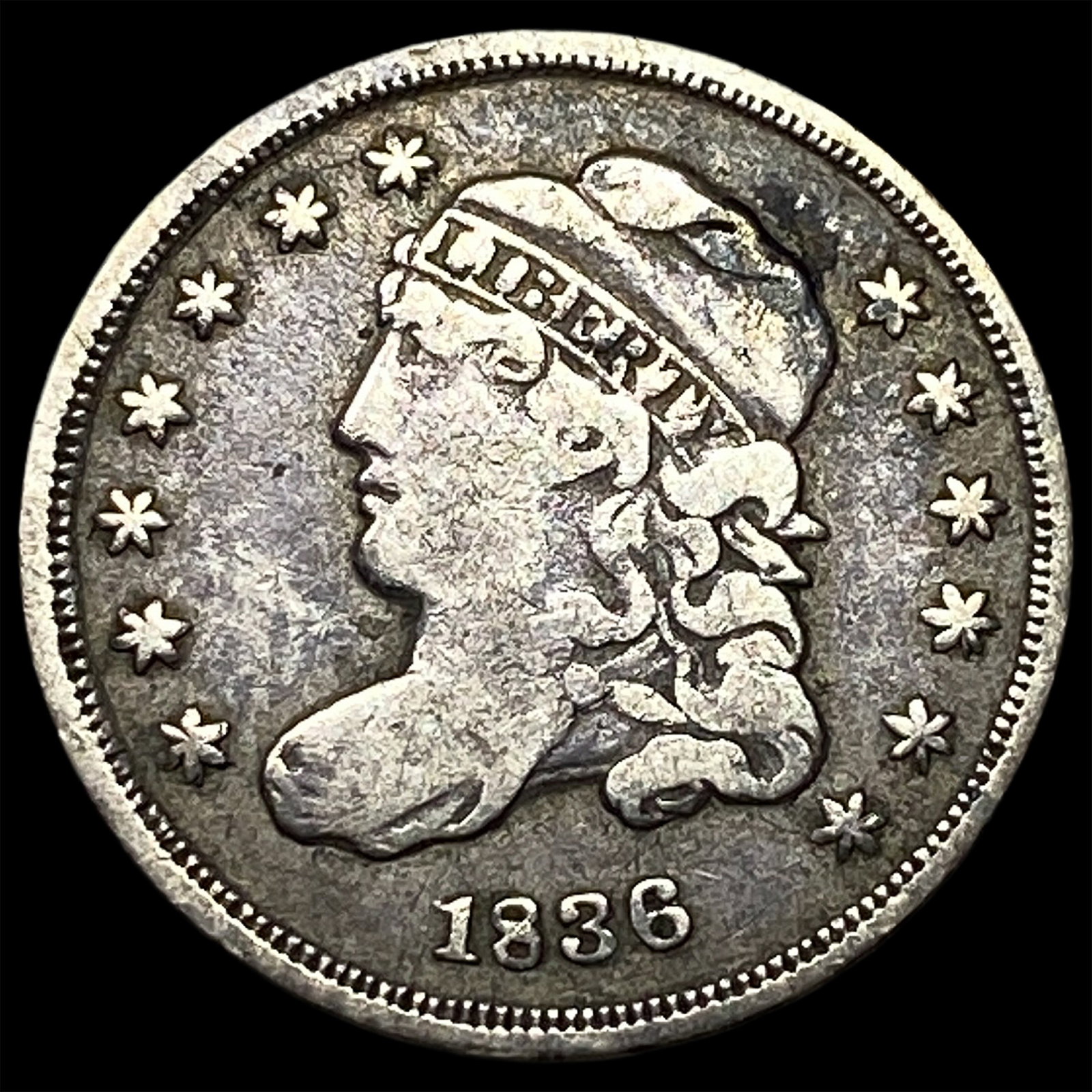 1836 Capped Bust Half Dime NEARLY UNCIRCULATED: 1836 Capped Bust Half Dime NEARLY UNCIRCULATED