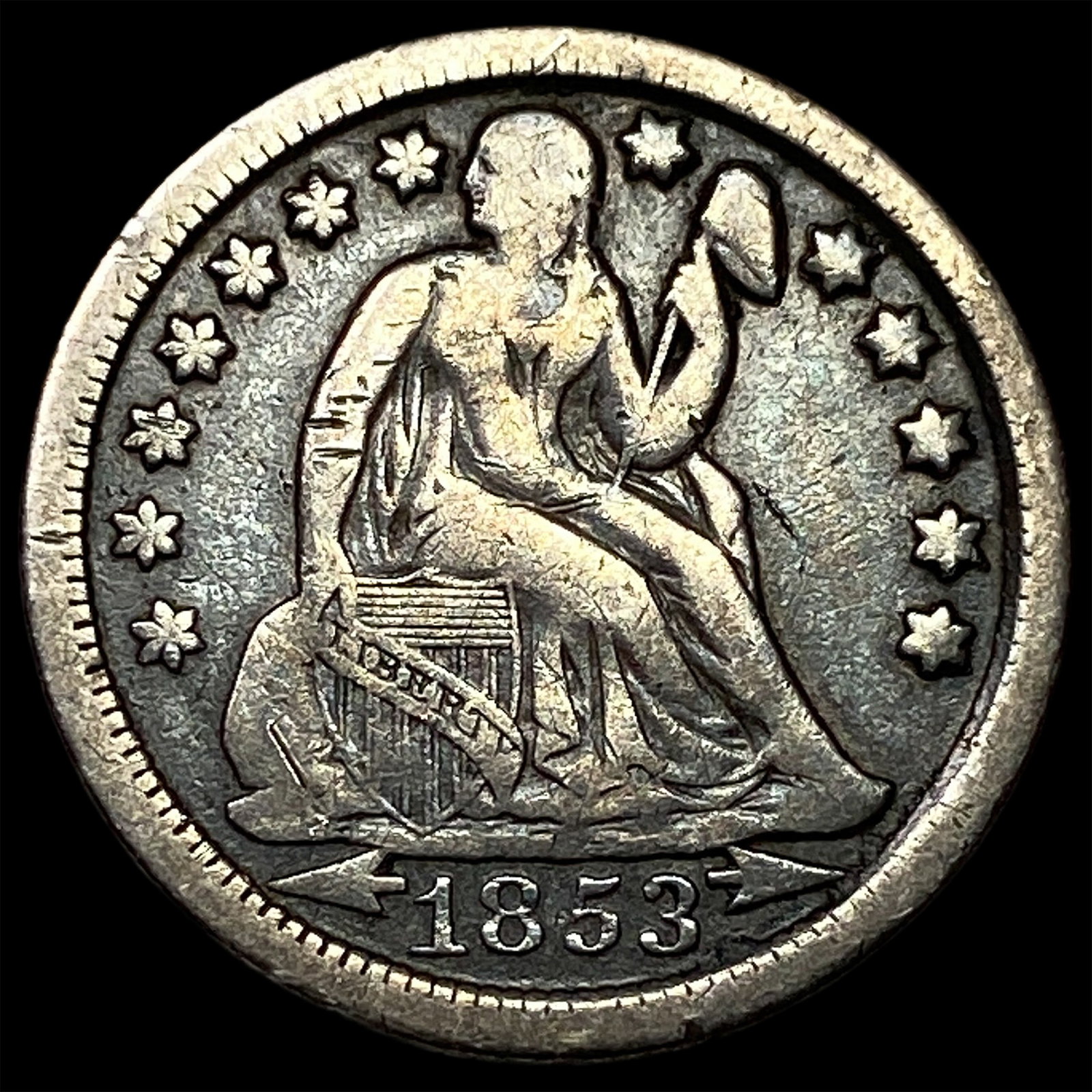 1853-O Seated Liberty Dime (Arrows) LIGHTLY CIRCULATED: 1853-O Seated Liberty Dime (Arrows) LIGHTLY CIRCULATED