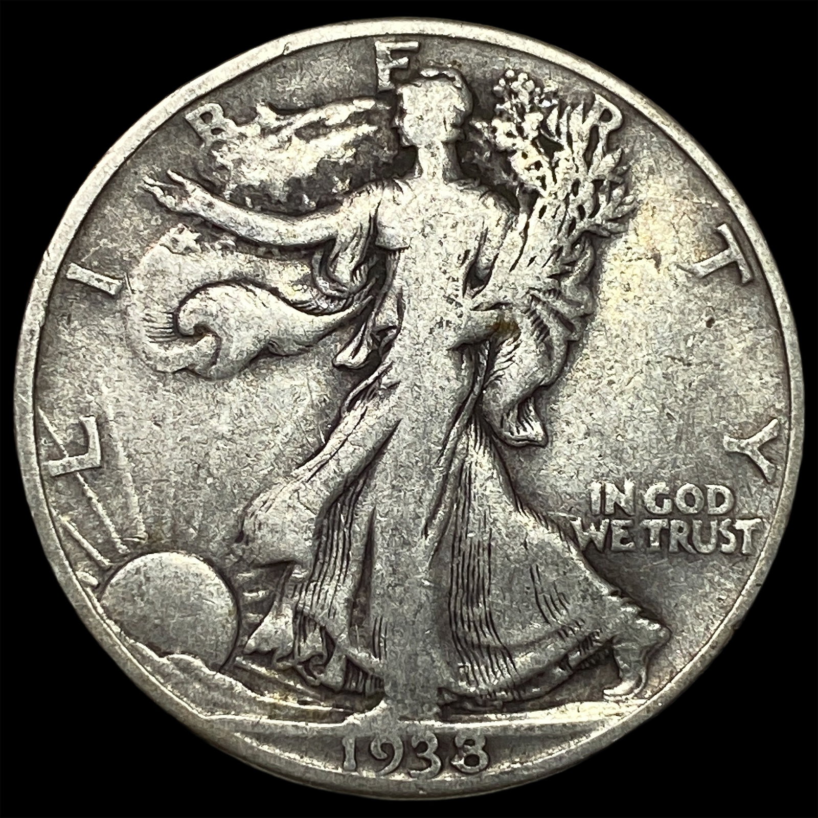 1938-D Silver Walking Liberty Half Dollar LIGHTLY CIRCULATED: 1938-D Silver Walking Liberty Half Dollar LIGHTLY CIRCULATED