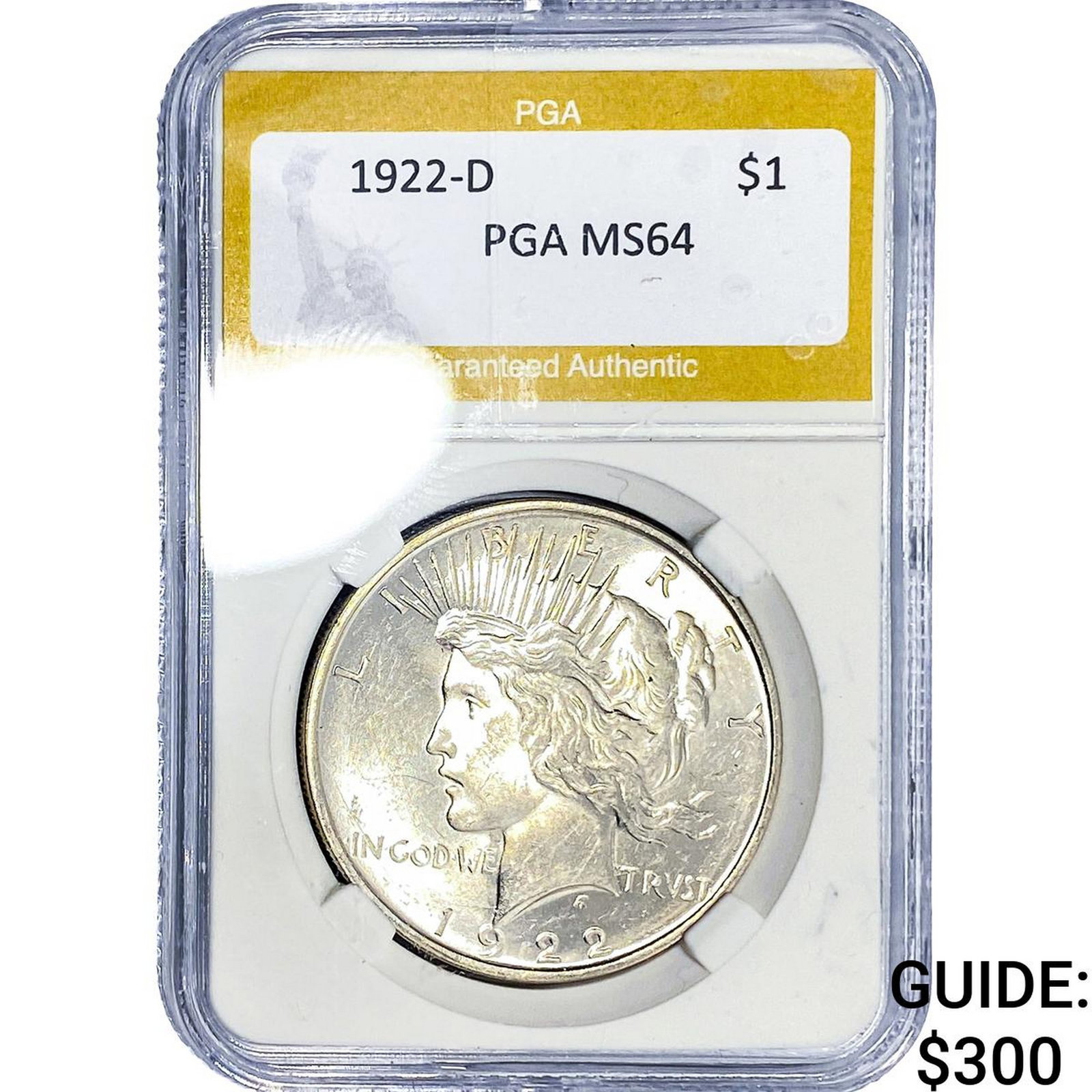 1922-D Silver Peace Dollar PGA MS64: 1922-D Silver Peace Dollar PGA MS64