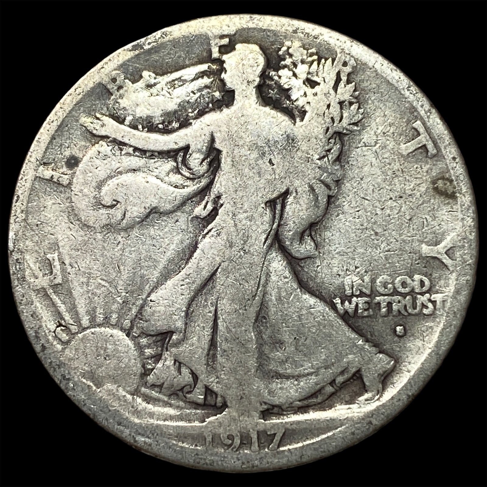 1917-S Silver Walking Liberty Half Dollar LIGHTLY CIRCULATED (1 of 2)