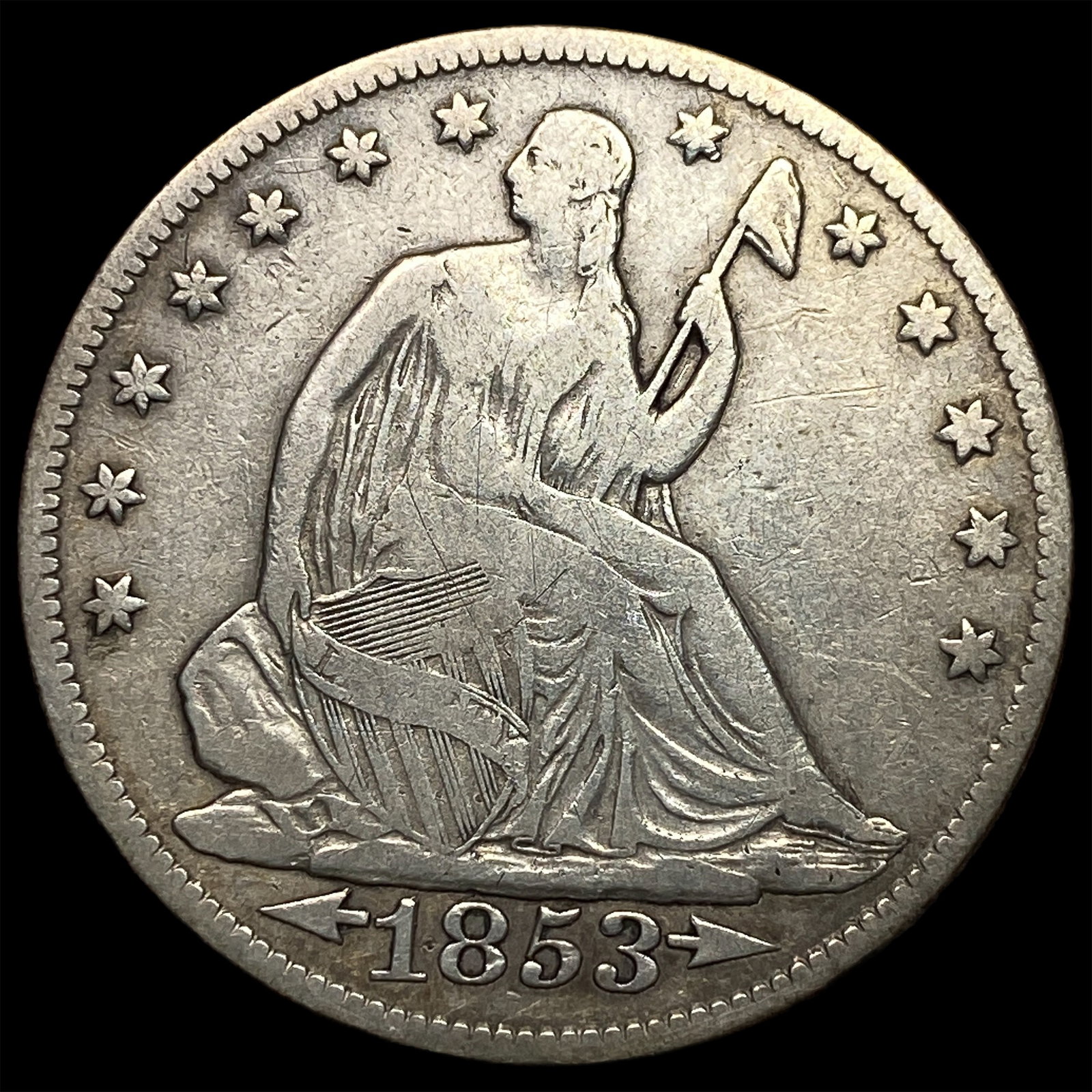1853 Arrows Seated Liberty Half Dollar CHOICE AU (1 of 2)