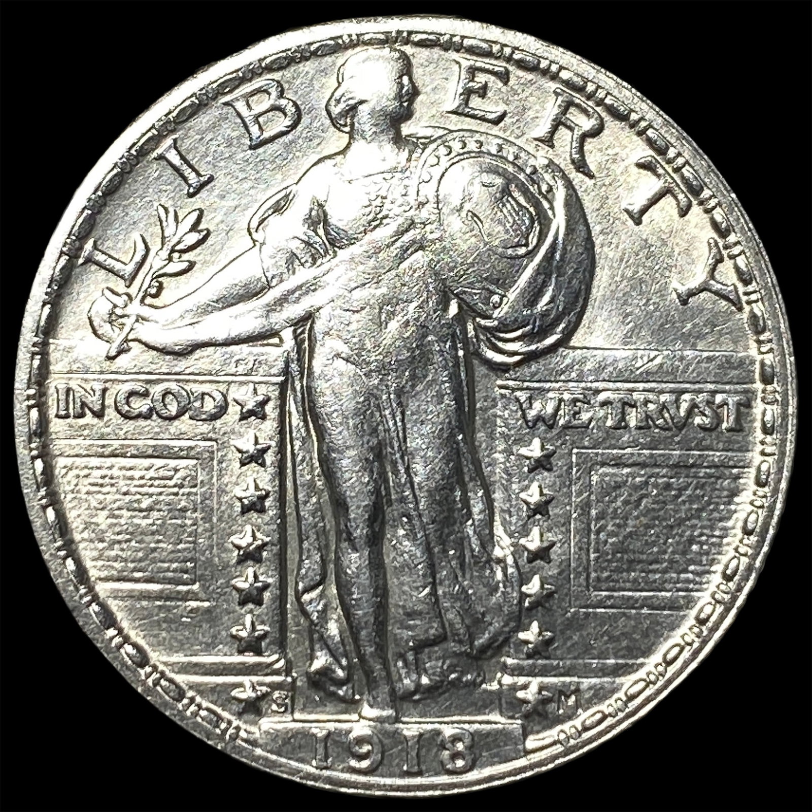 1918-S Silver Standing Liberty Quarter UNCIRCULATED (1 of 2)