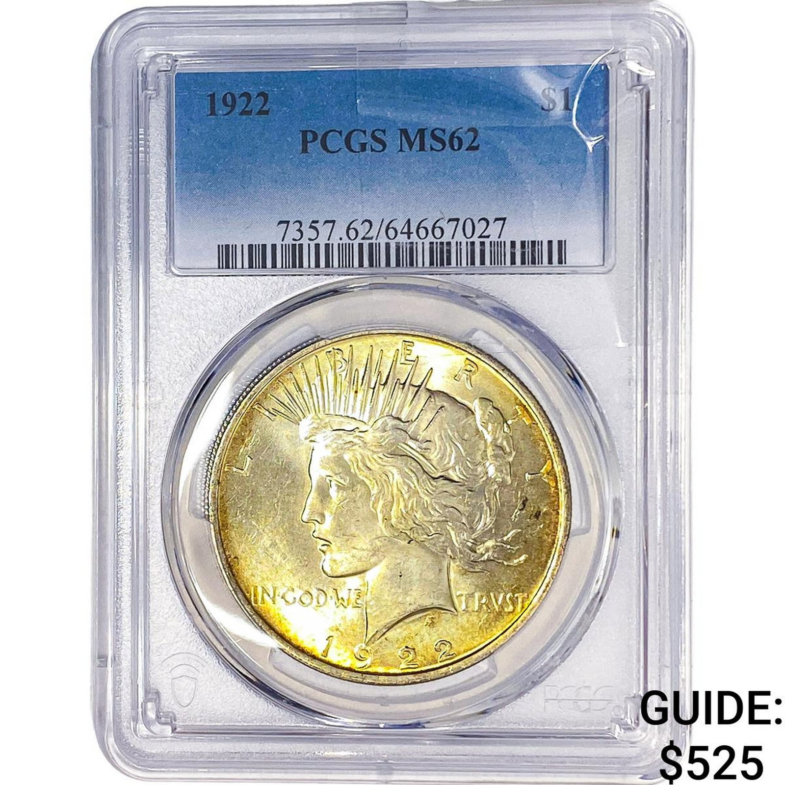 1922 Silver Peace Dollar PCGS MS62: 1922 Silver Peace Dollar PCGS MS62