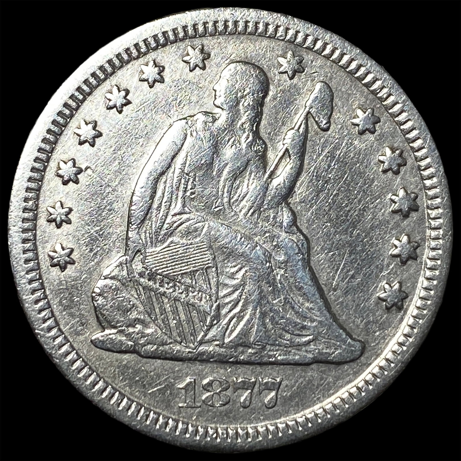 1877-CC Silver Quarter Dollar CHOICE AU: 1877-CC Silver Quarter Dollar CHOICE AU