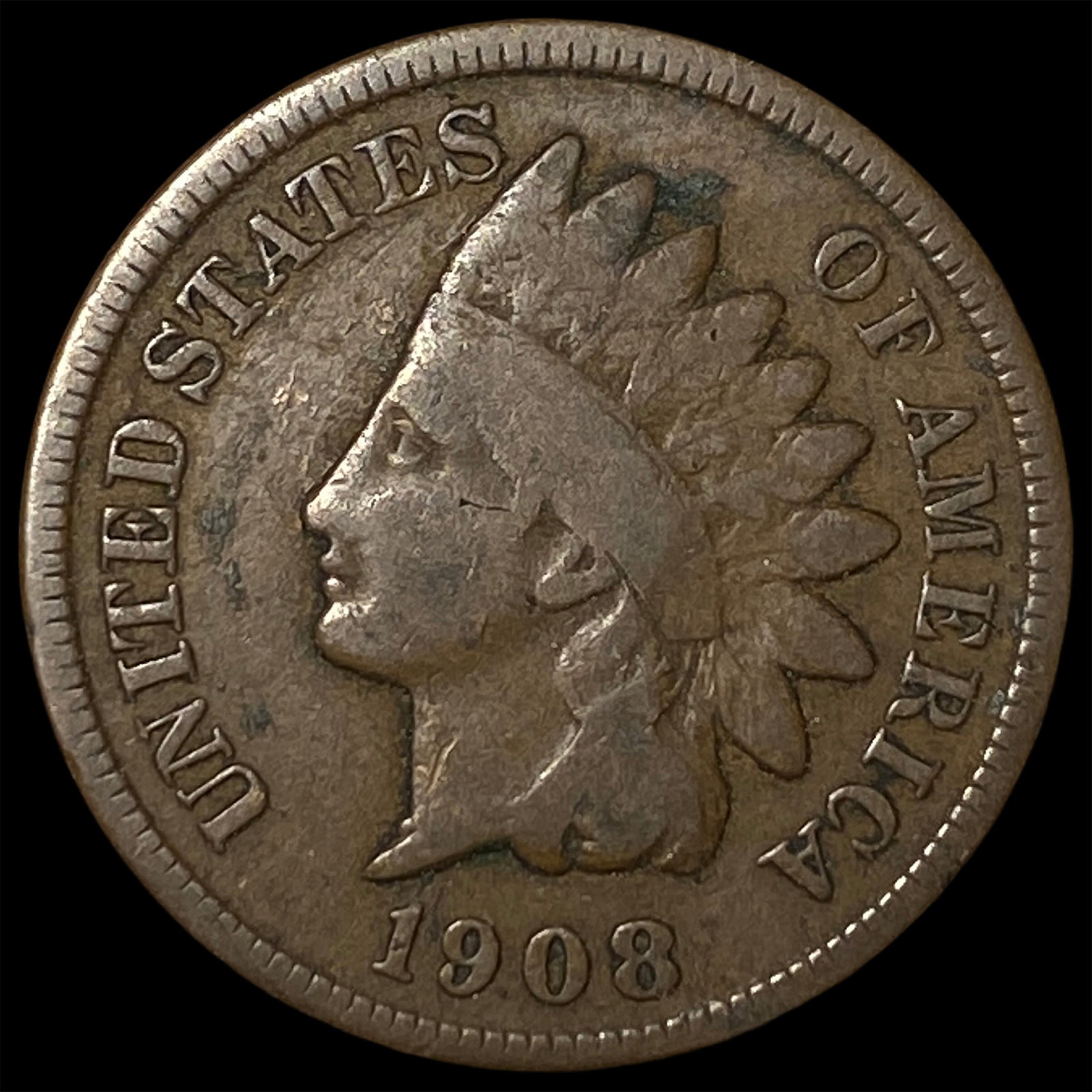 1908-S Indian Head Cent LIGHTLY CIRCULATED (1 of 2)