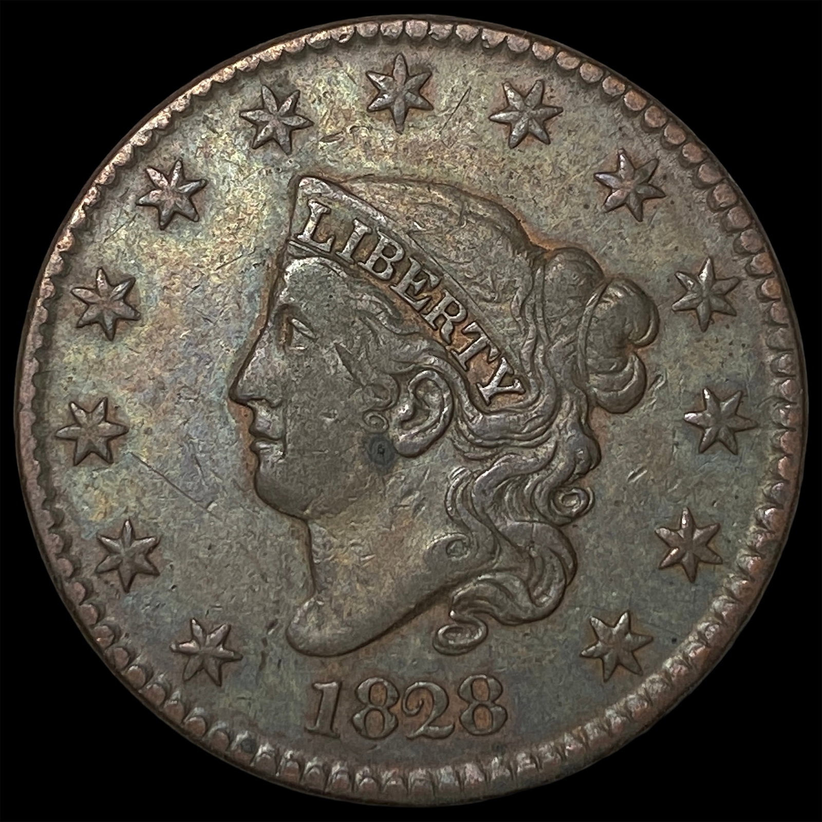 1828 Coronet Head Large Cent NEARLY UNCIRCULATED: 1828 Coronet Head Large Cent NEARLY UNCIRCULATED
