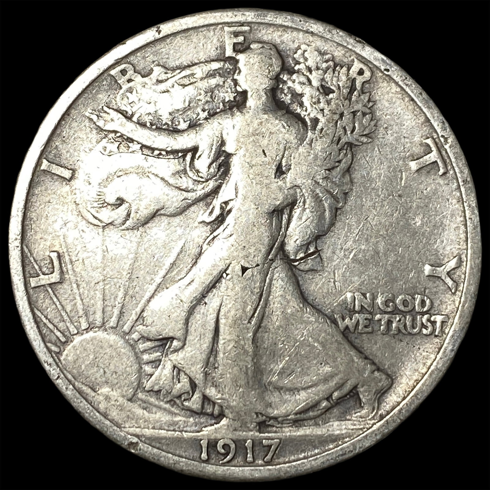 1917-S Silver Walking Liberty Half Dollar LIGHTLY CIRCULATED: 1917-S Silver Walking Liberty Half Dollar LIGHTLY CIRCULATED