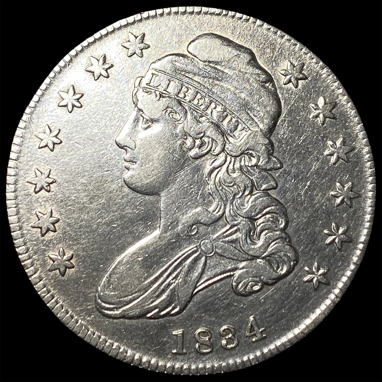1834 Capped Bust Half Dollar NEARLY UNCIRCULATED: 1834 Capped Bust Half Dollar NEARLY UNCIRCULATED
