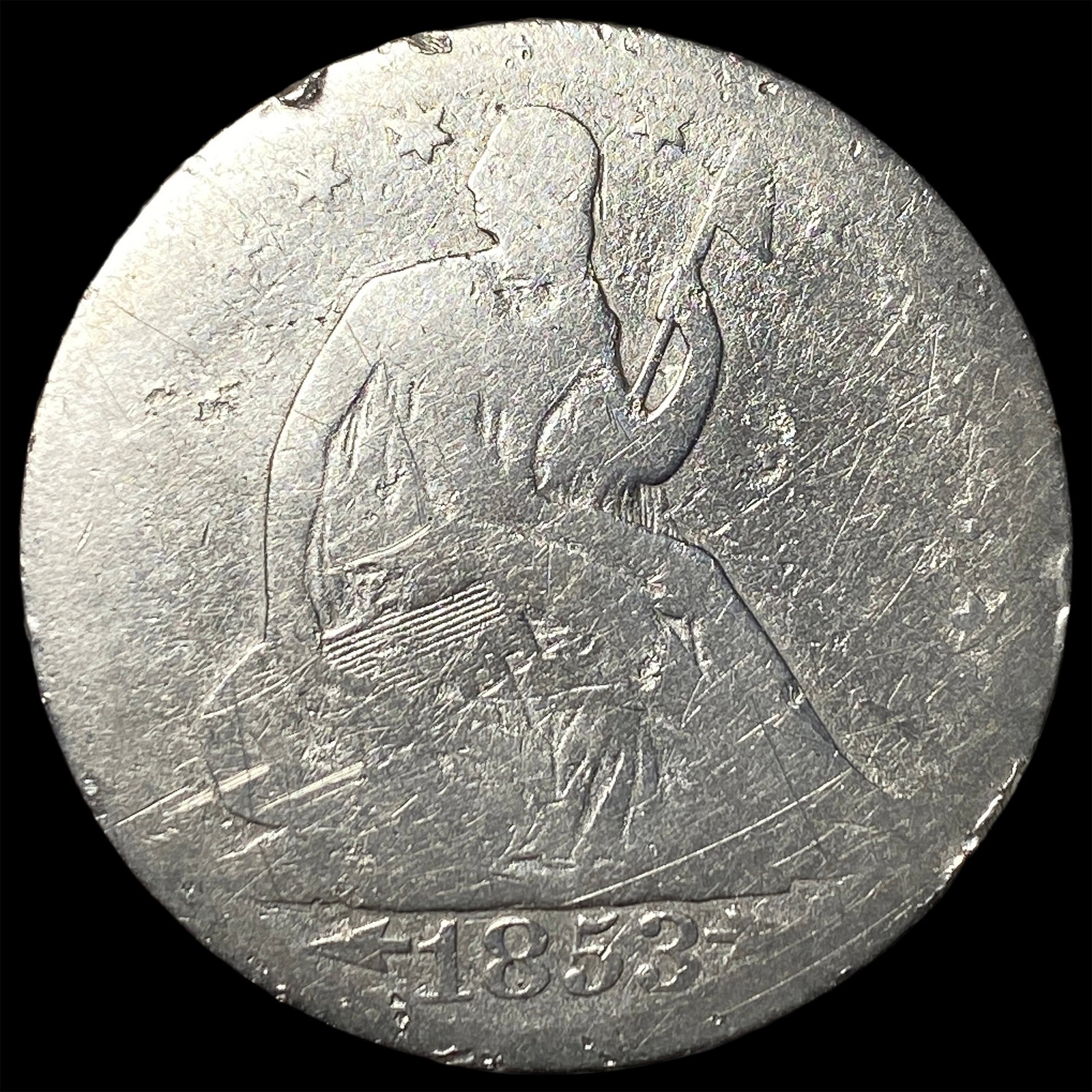 1853 Arrows Seated Liberty Half Dollar NICELY CIRCULATED (1 of 2)