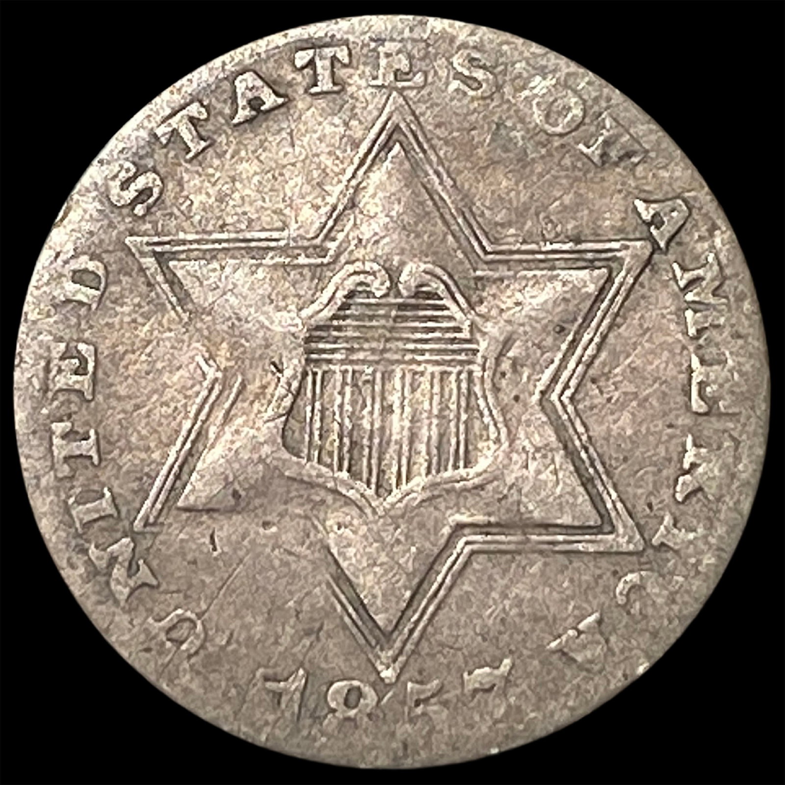 1857 Silver Three-Cent Piece LIGHTLY CIRCULATED (1 of 2)