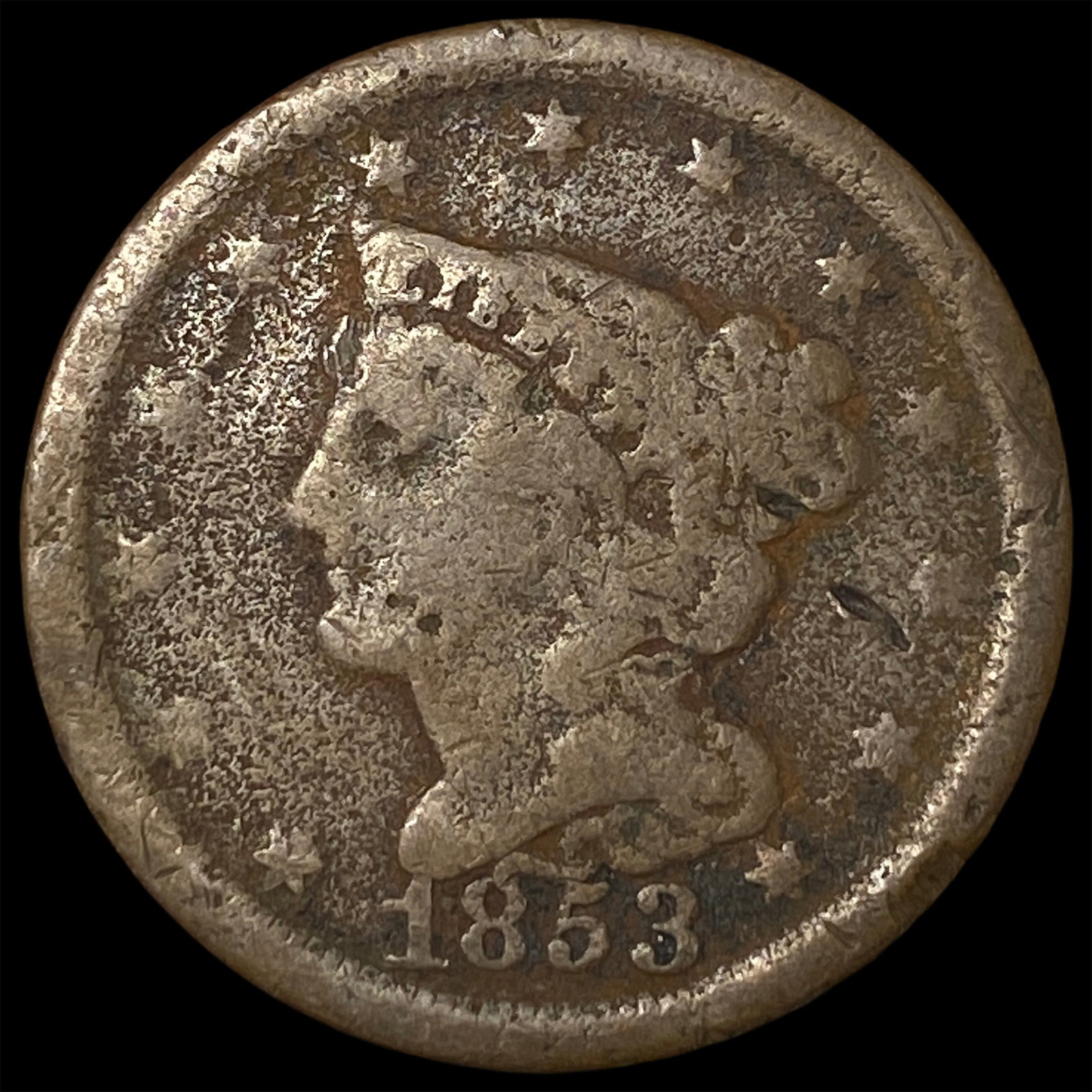 1853 Braided Hair Half Cent NICELY CIRCULATED: 1853 Braided Hair Half Cent NICELY CIRCULATED