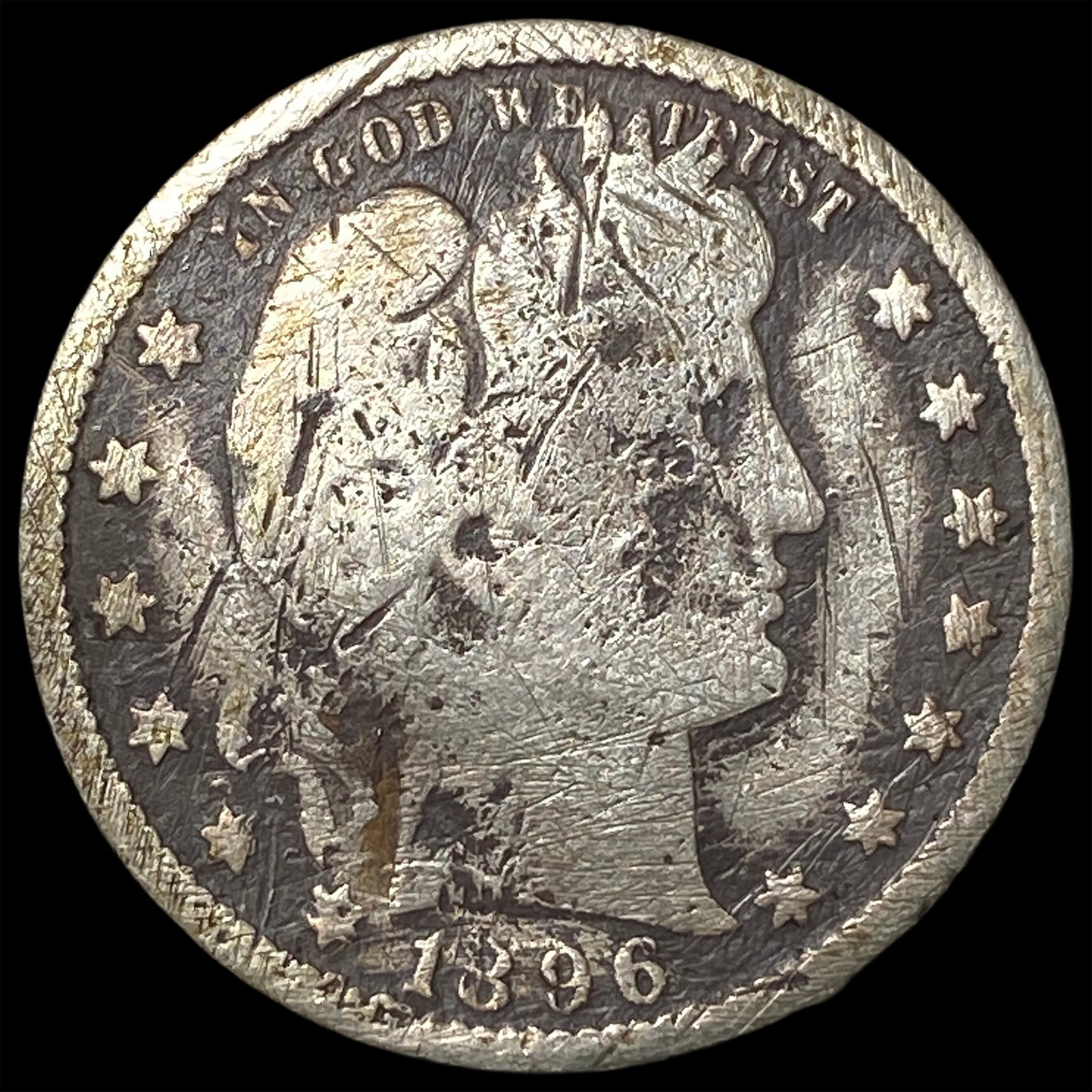 1896-S Silver Barber Quarter NICELY CIRCULATED (1 of 2)