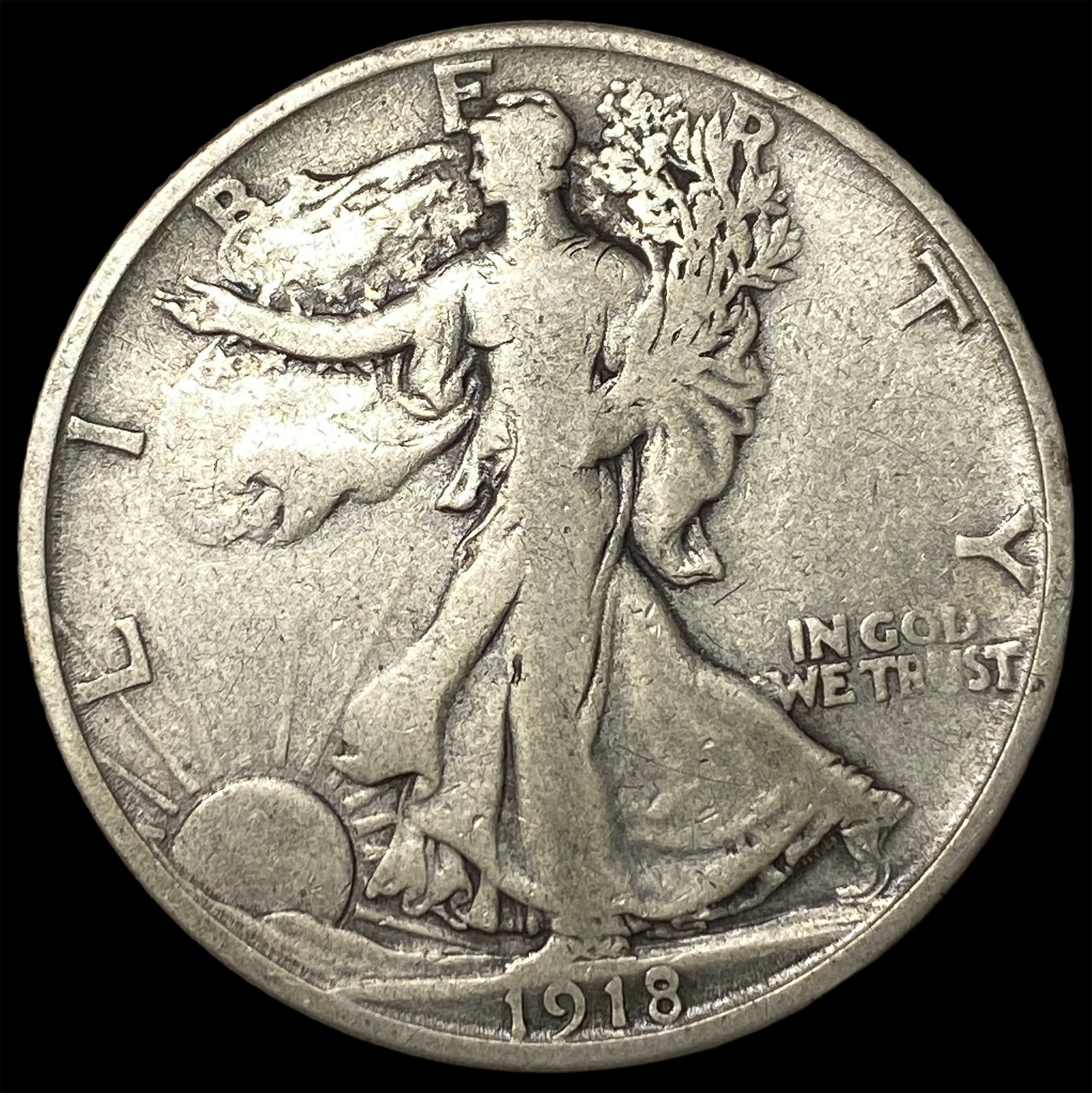 1918-S Silver Walking Liberty Half Dollar LIGHTLY CIRCULATED (1 of 2)