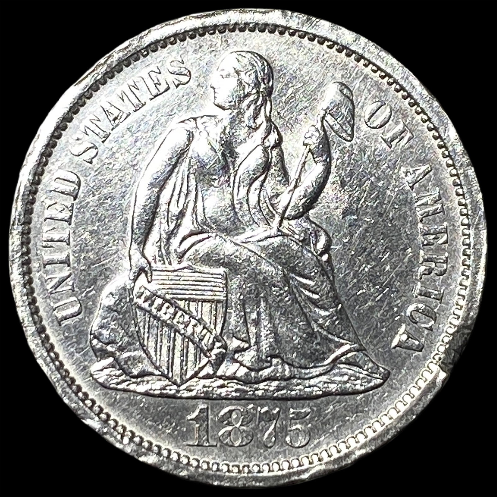1875 Silver Seated Liberty Dime UNCIRCULATED: 1875 Silver Seated Liberty Dime UNCIRCULATED